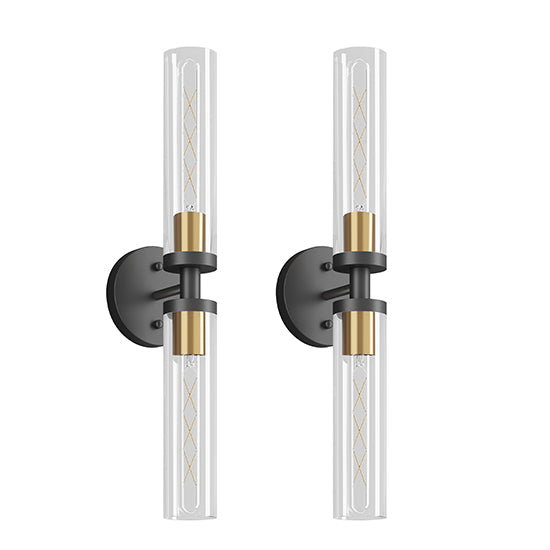 2 Set Modern Wall Sconce with Clear Glass