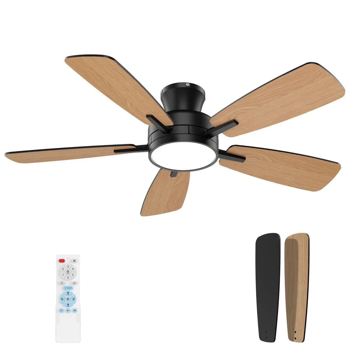 46“ Flush Mount Ceiling Fan with Back Light for Bedroom