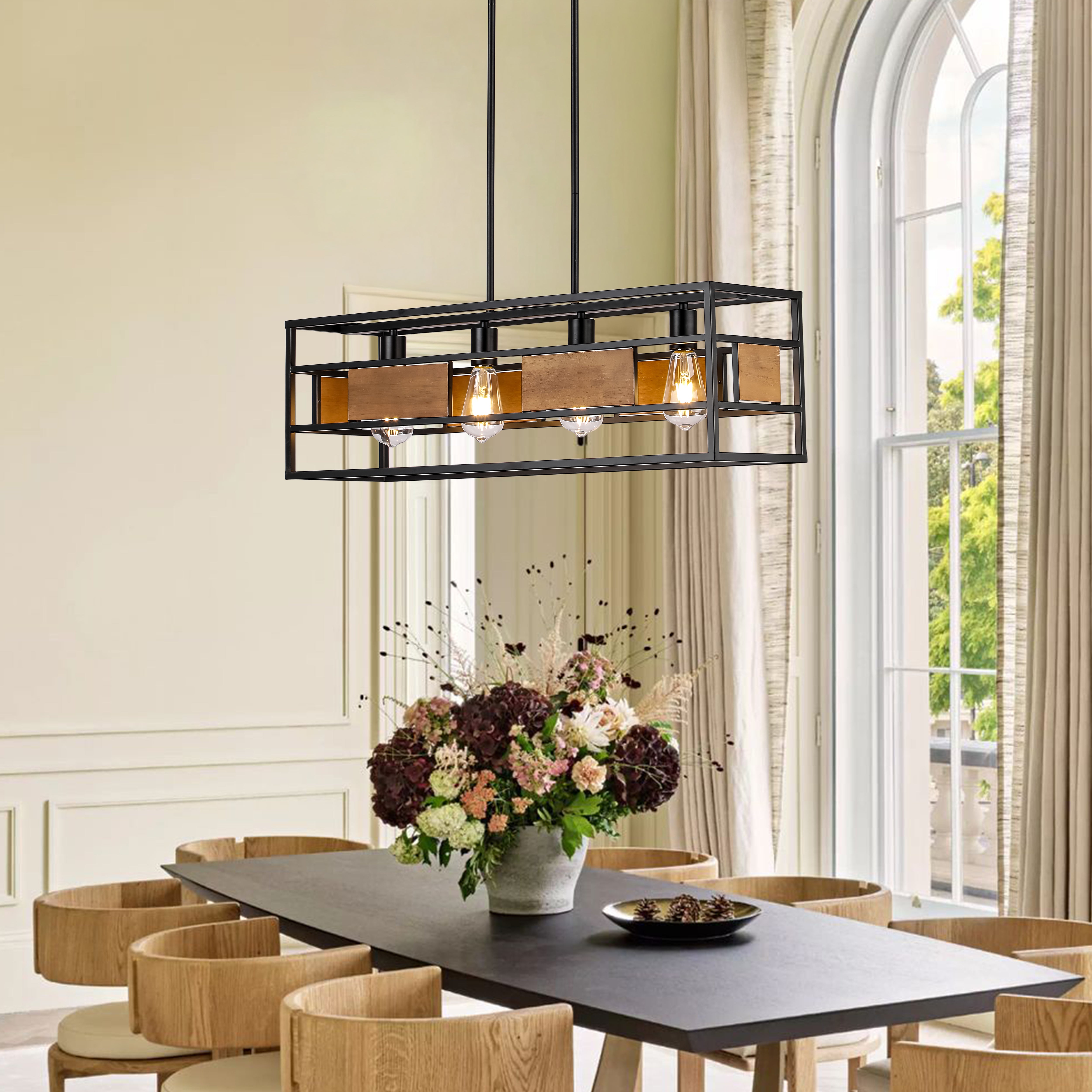 Rectangle Farmhouse Style 4 Lights Pendant