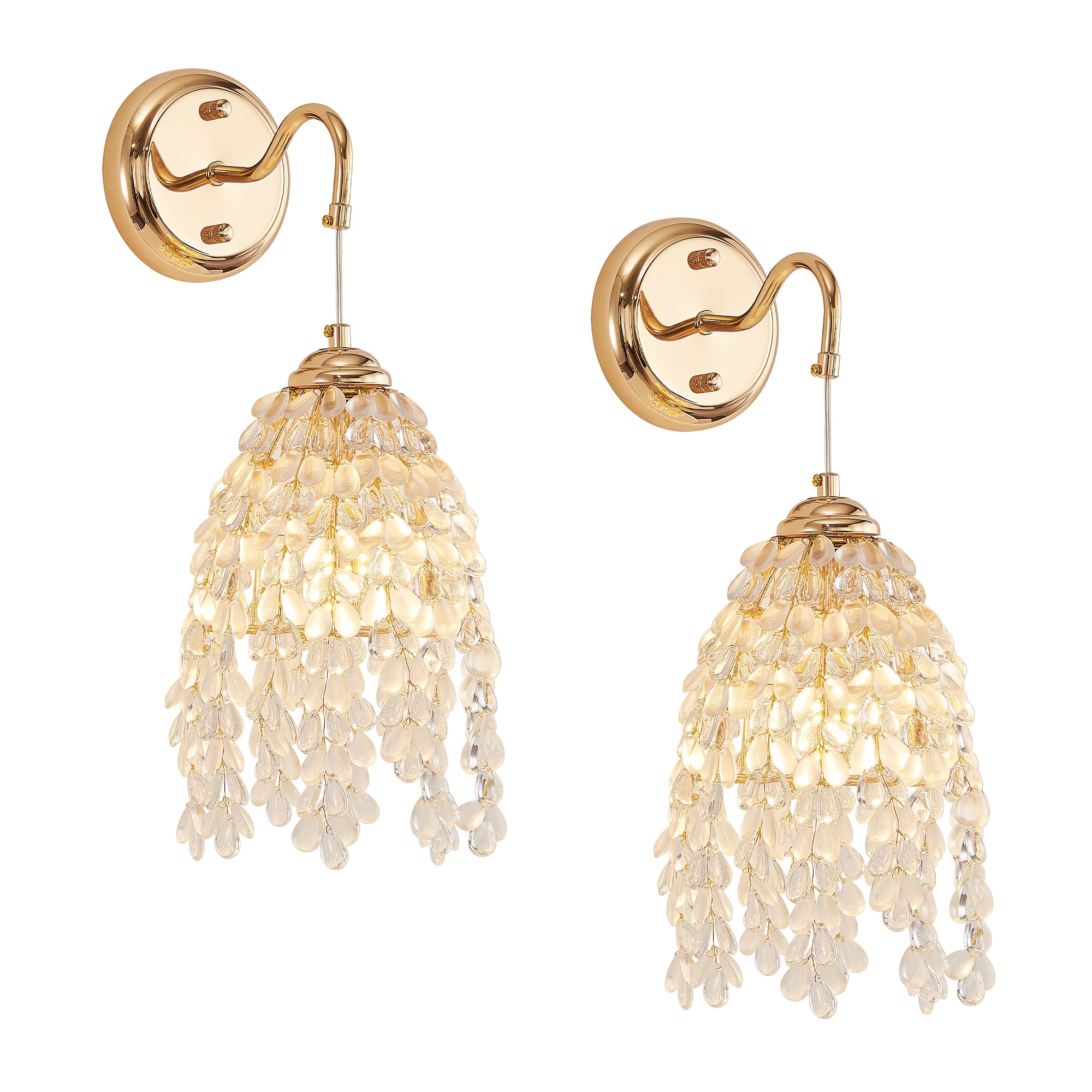 Crystal Wall Sconces Set of 2, Gold Grape Shaped Wall Lamp