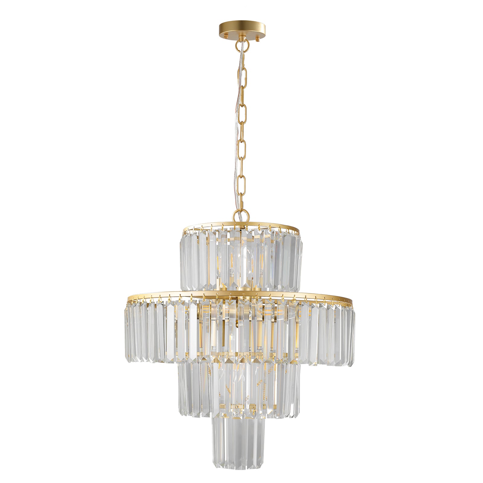 Luxury 4-Tier Crystal Chandelier with Gold Frame