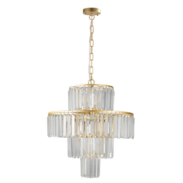 Luxury 4-Tier Crystal Chandelier with Gold Frame