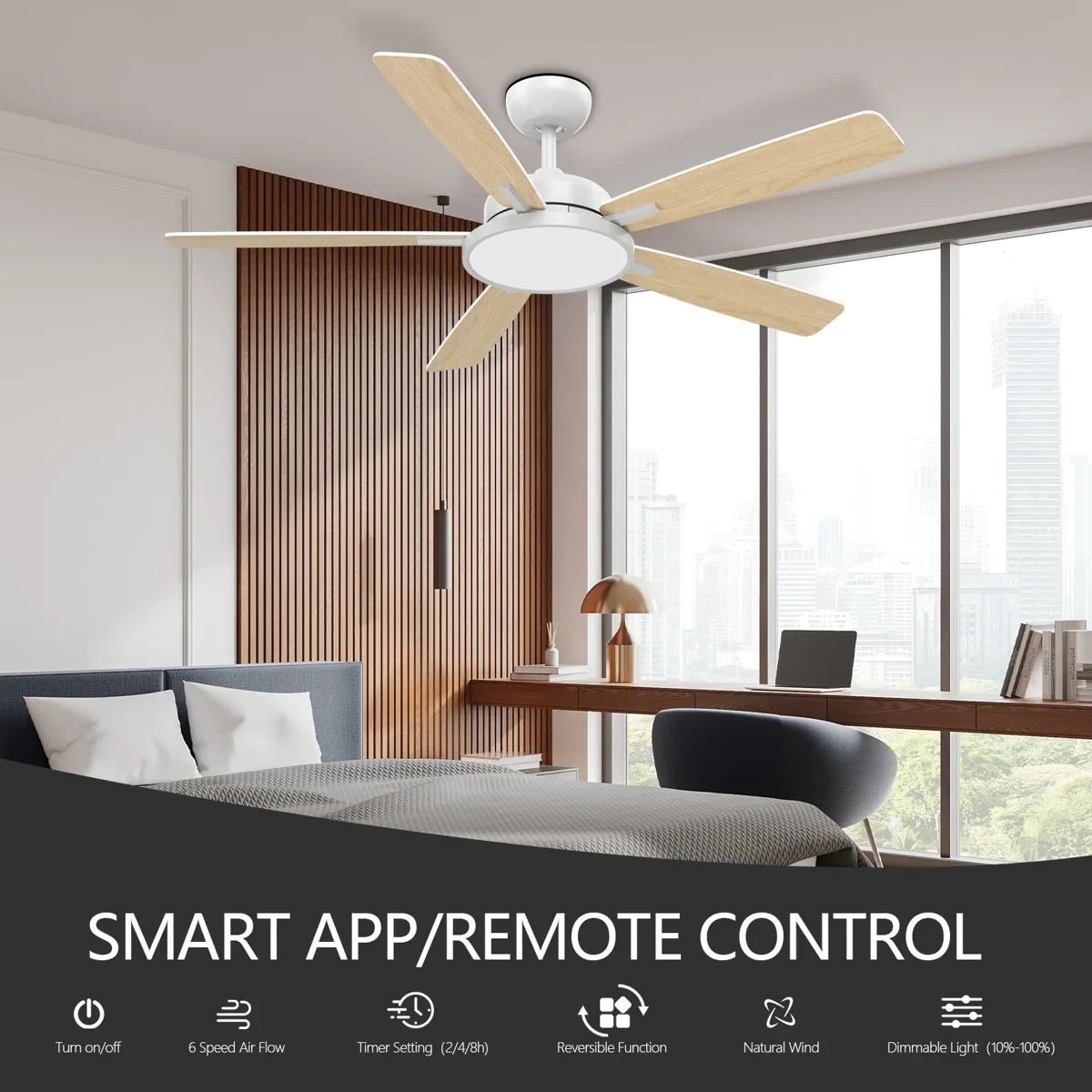 52" Smart Wifi Connect Bluetooth APP Control LED Fan Lighting