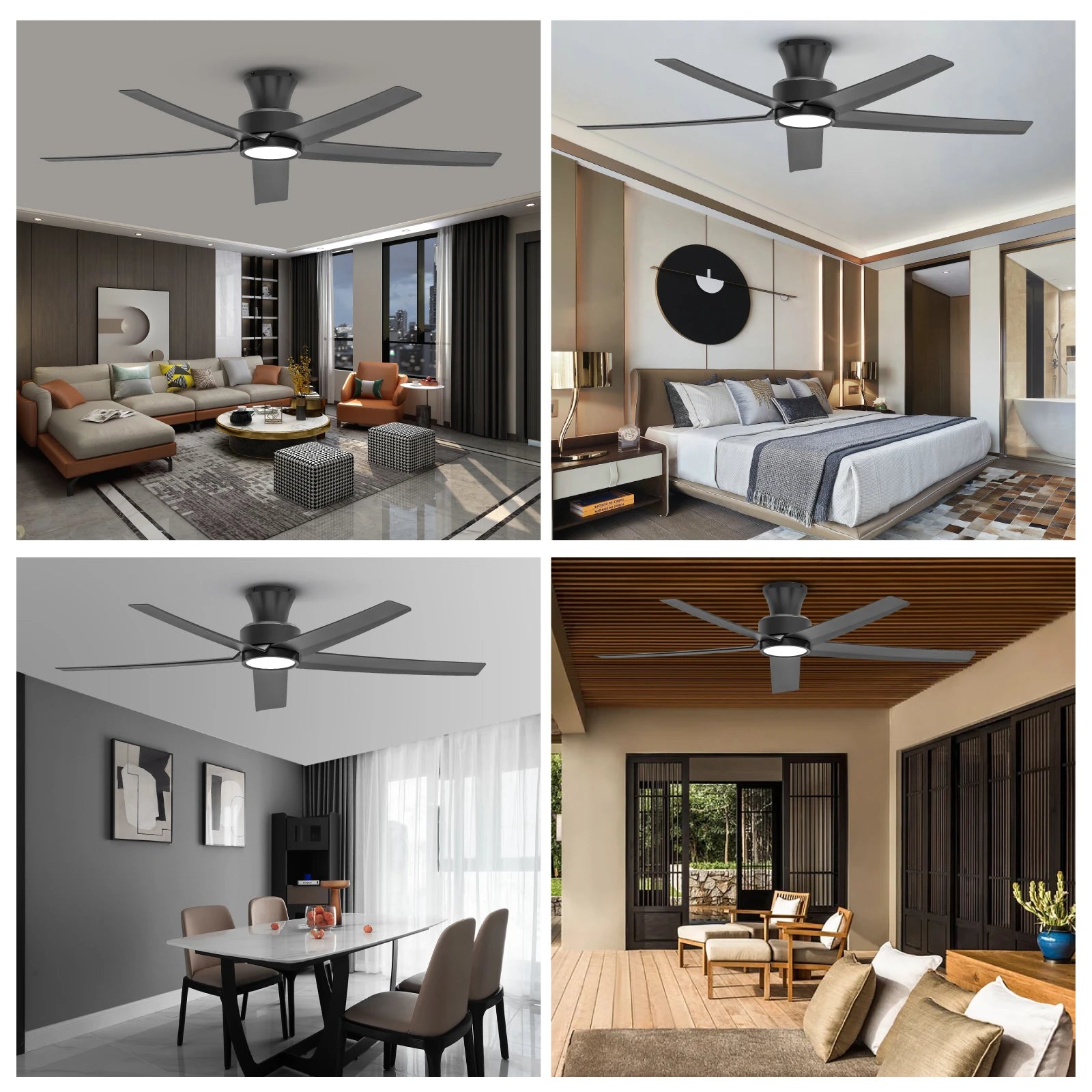 52" Low Profile LED Ceiling Fan Stepless Color Temperature