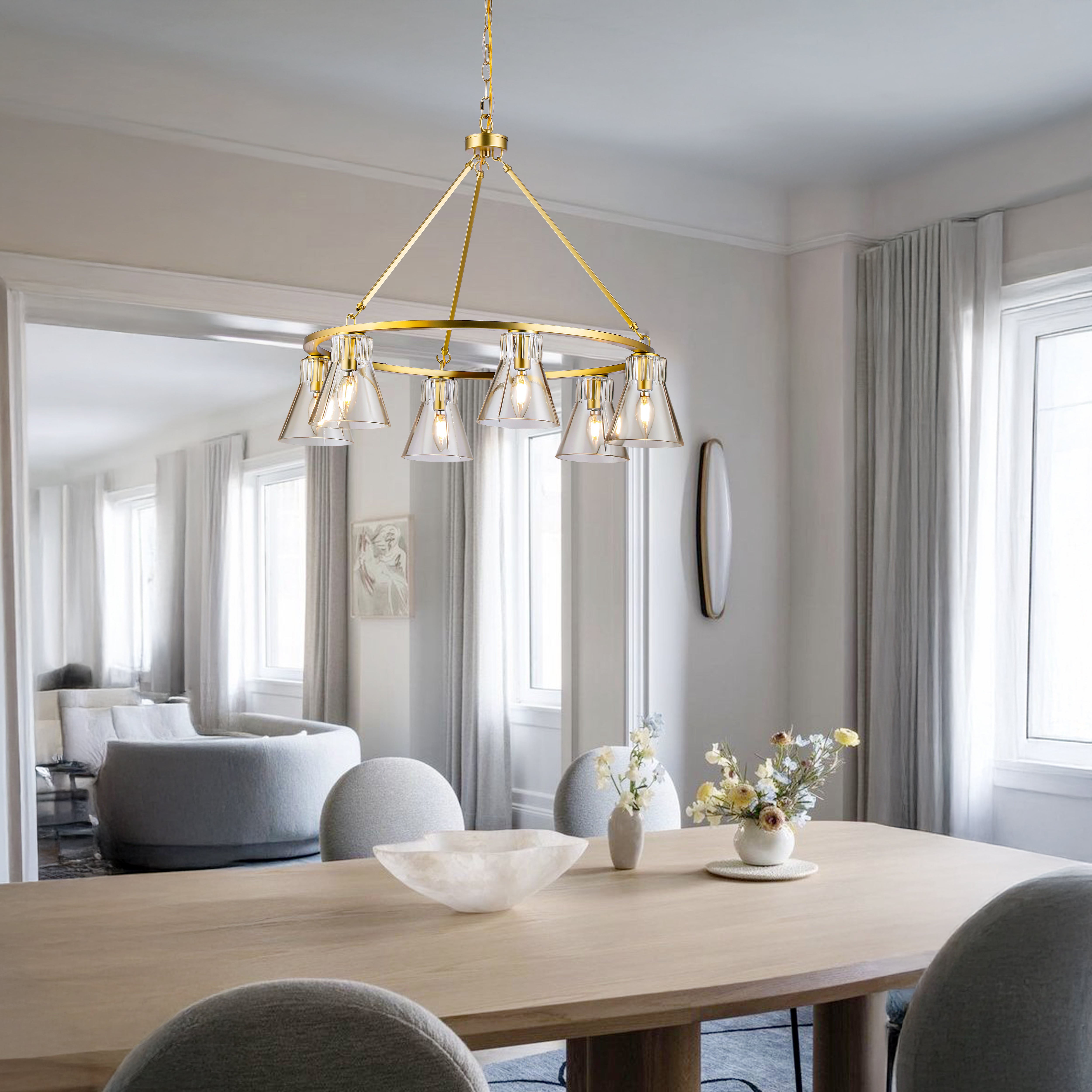 Round Shape Pendant Light with 6 Lights