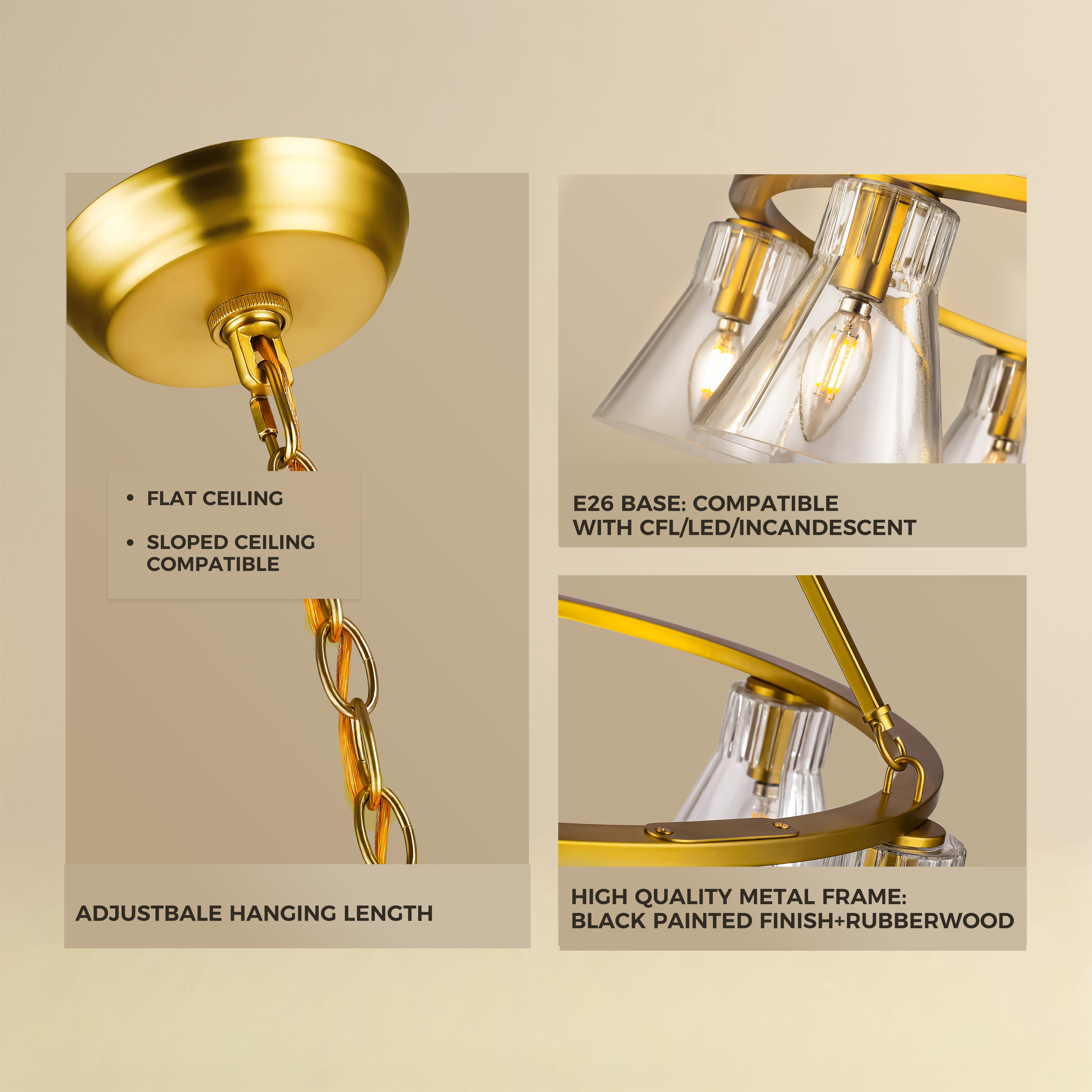 Round Shape Pendant Light with 6 Lights