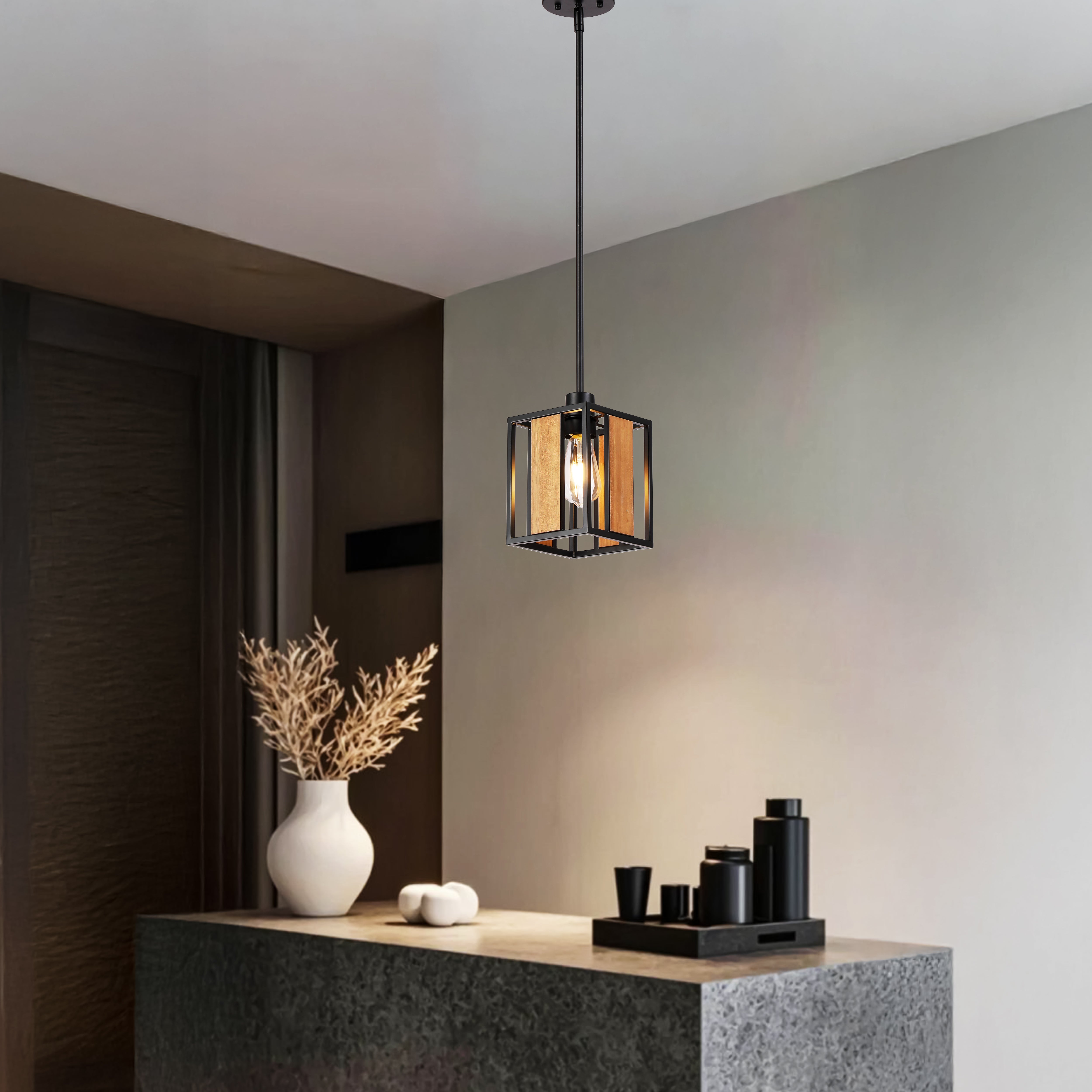 Farmhouse Style Small Square Pendant Light