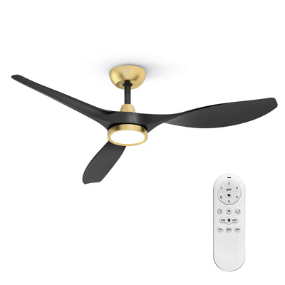 52" Downrod LED Fan Lighting, Black& Gold