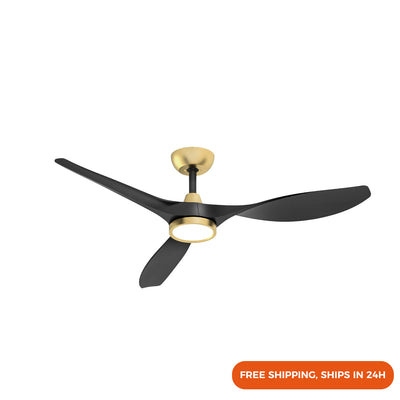 52" Downrod Style with Plastic Blades, Stepless 3CCT Dimmable LED