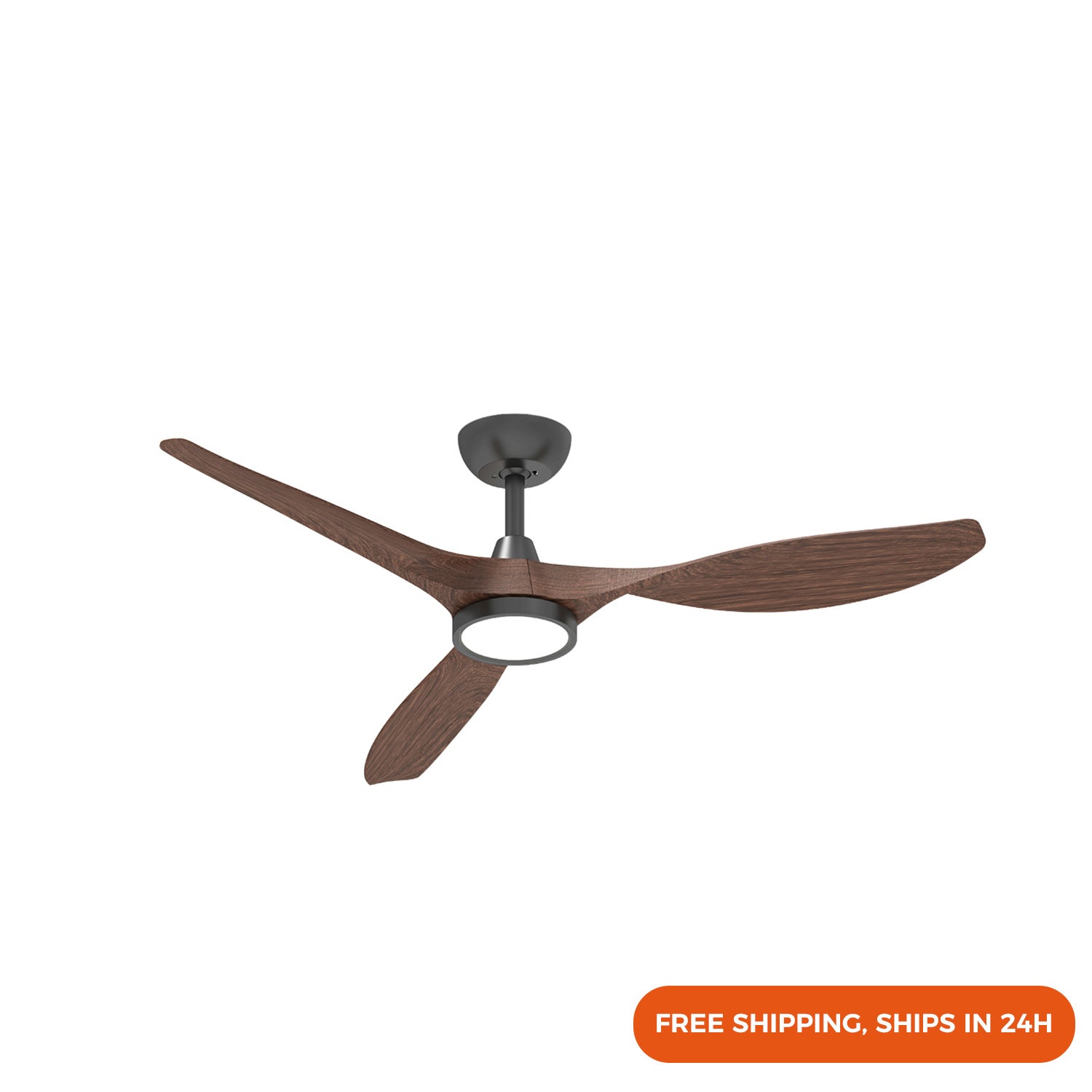 52" Downrod Fan Lighting with Walnut Finish Plastic Blades