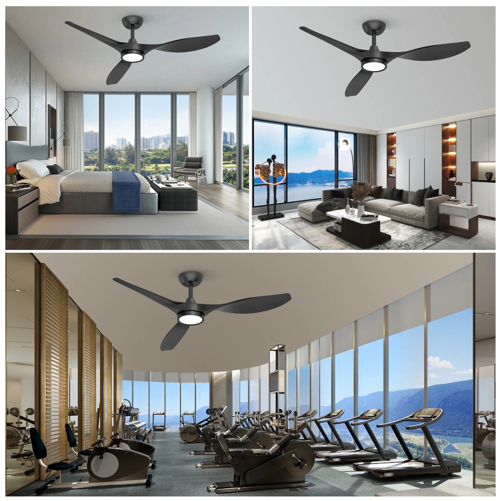 52" Ceiling Fan with Light and Remote, Modern Design for Indoor