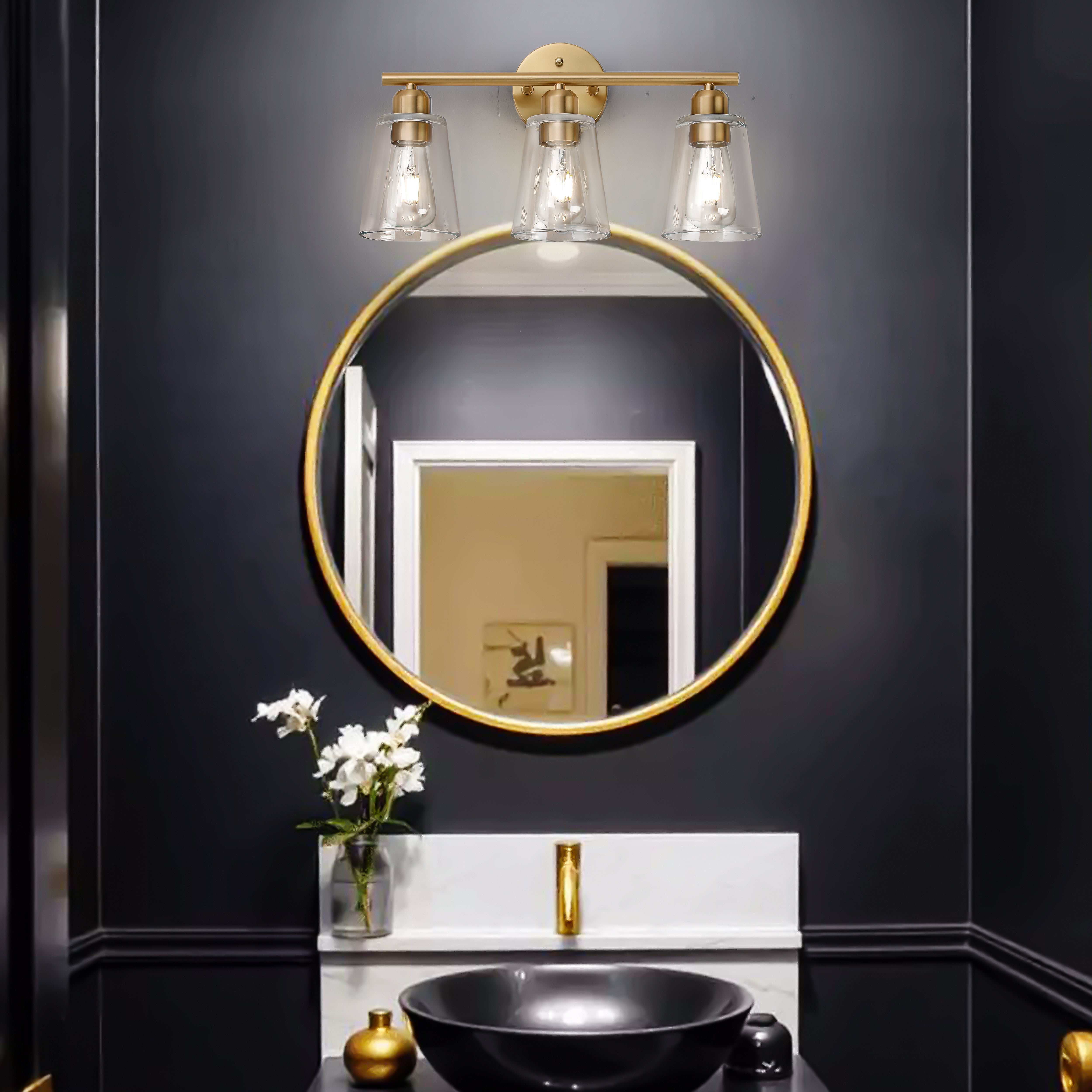 Farmhouse Cone Type Glass Vanity Lighting