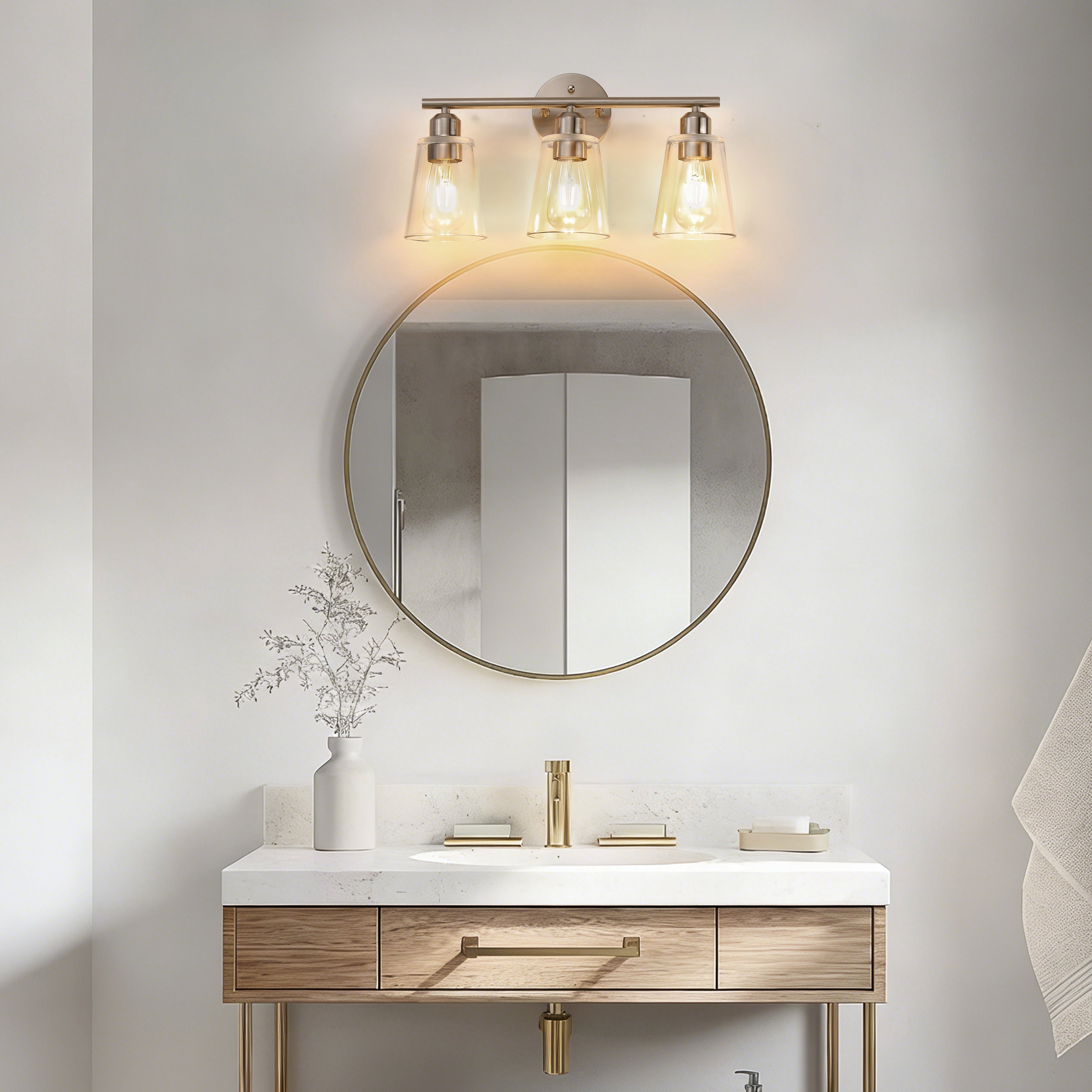 Farmhouse Cone Type Glass Vanity Lighting