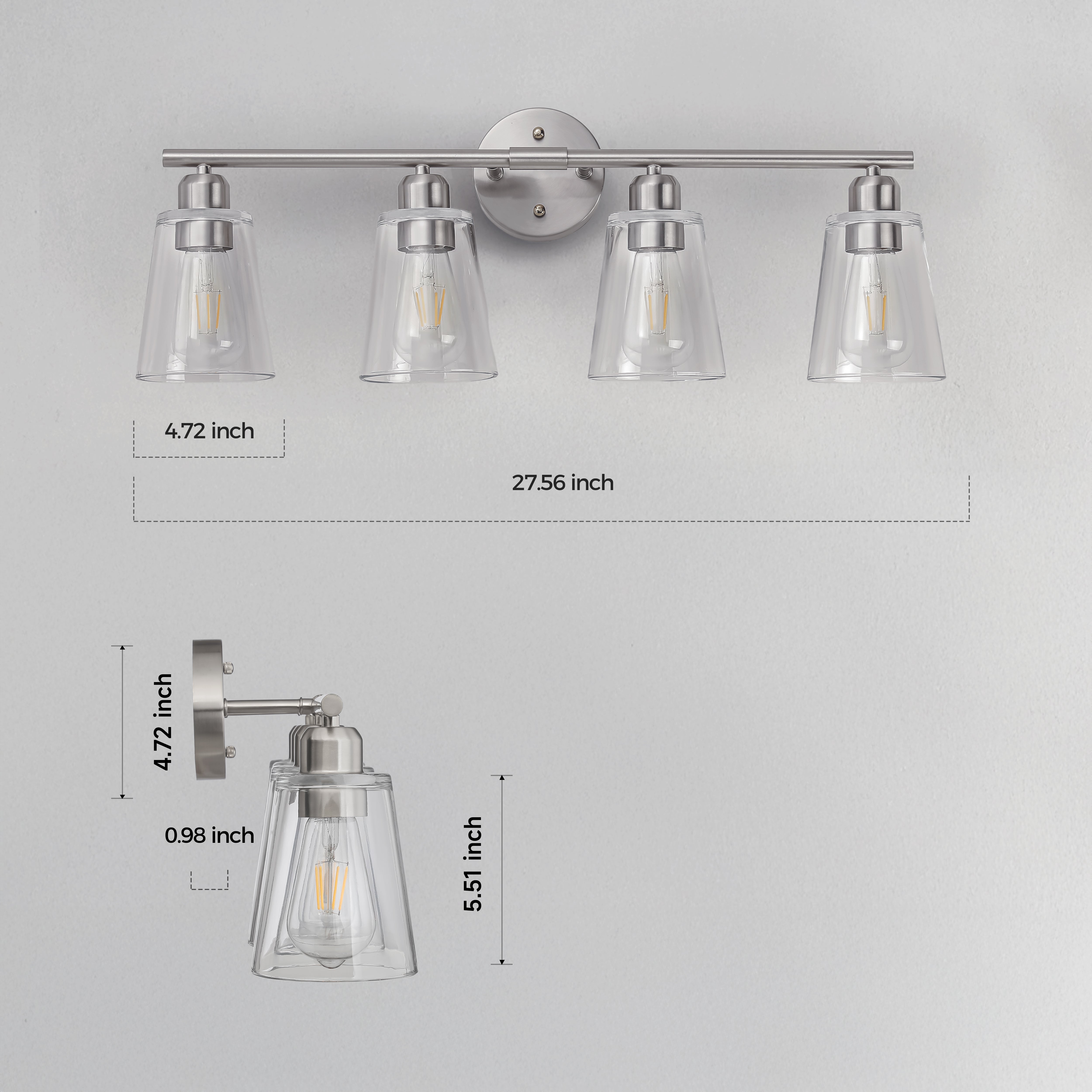 Farmhouse Cone Type Glass Vanity Lighting