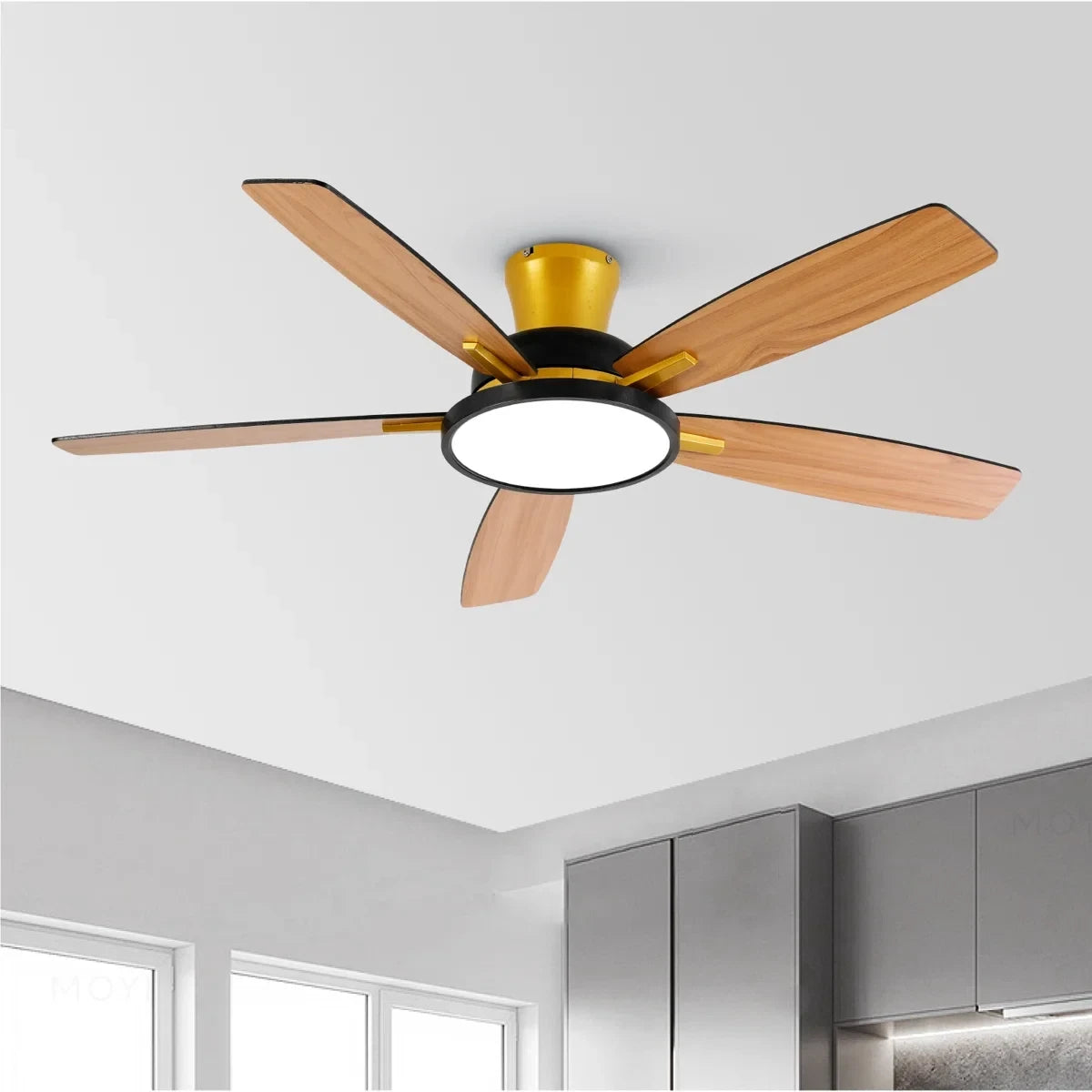 52" Ceiling Fan with Light with Reversible DC Motor