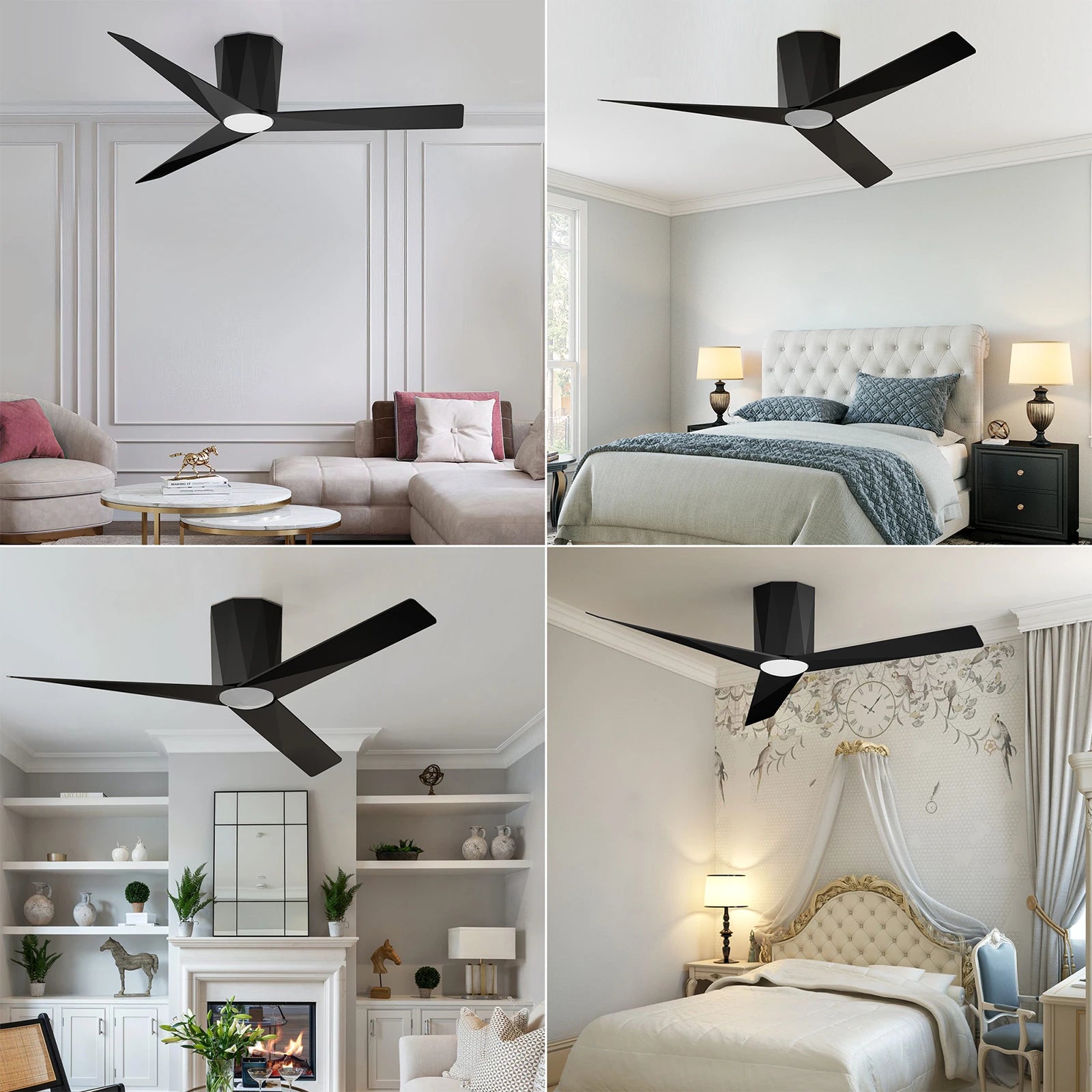 52" Fan Lighting with 3 Blades, Reversible DC Motor