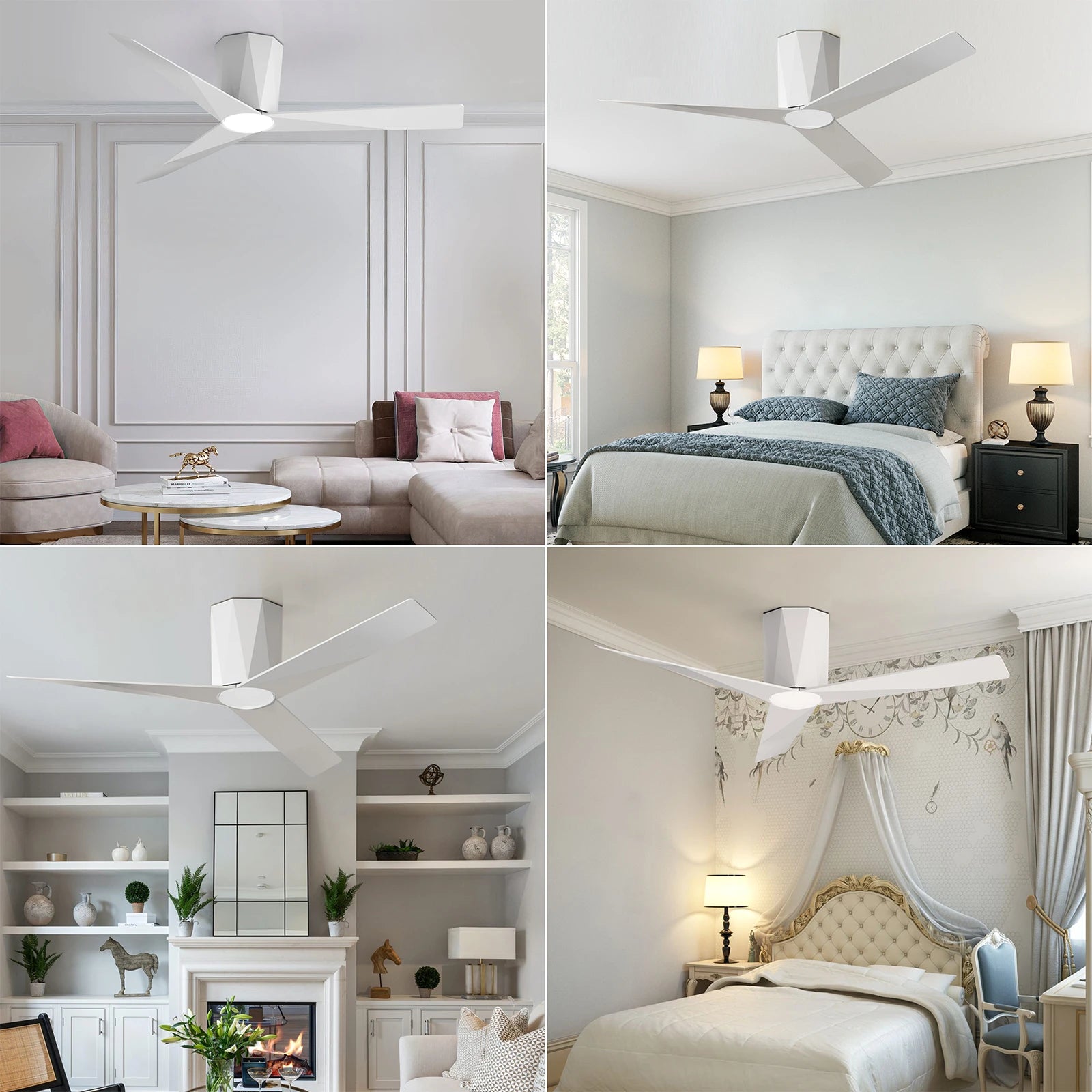 52" Modern Ceiling Fan with 3 Plastic Blades