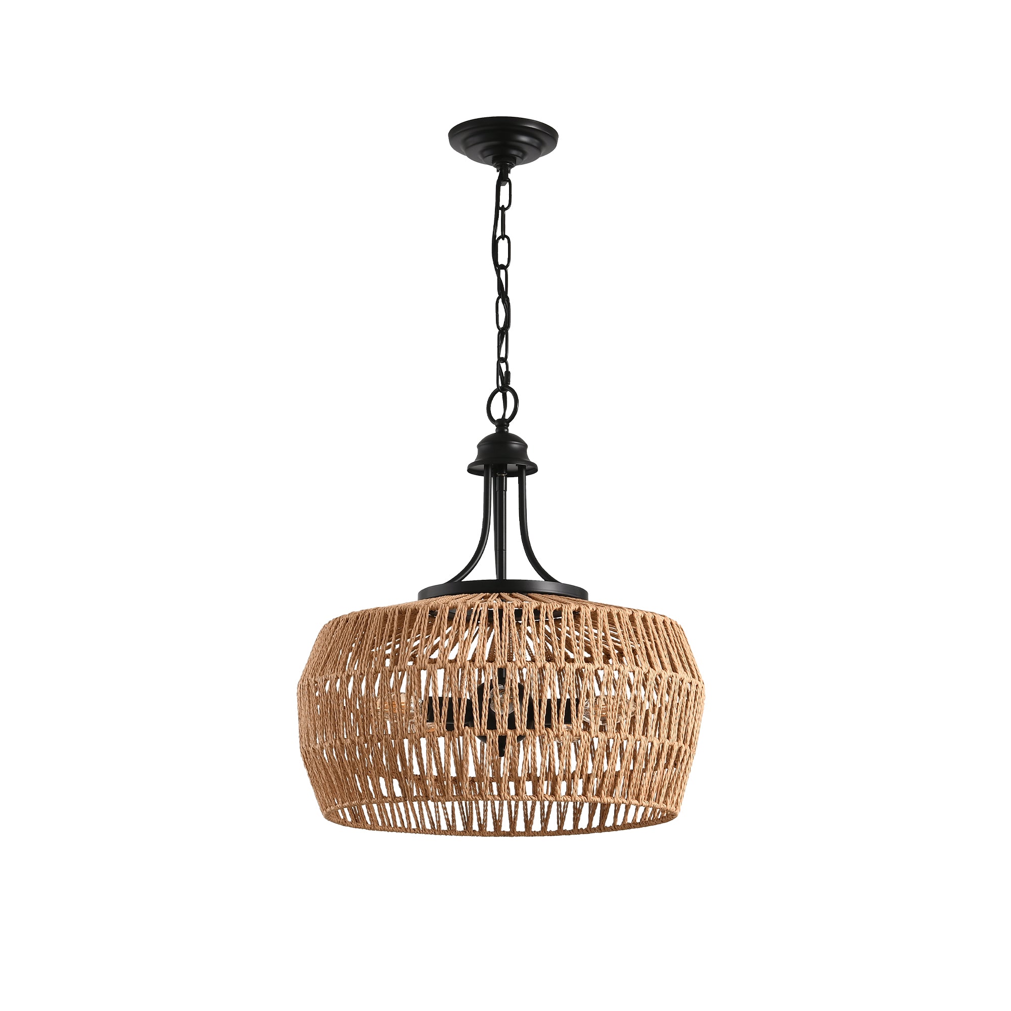 5-Light Rattan Pendant Light with Wicker Lampshade