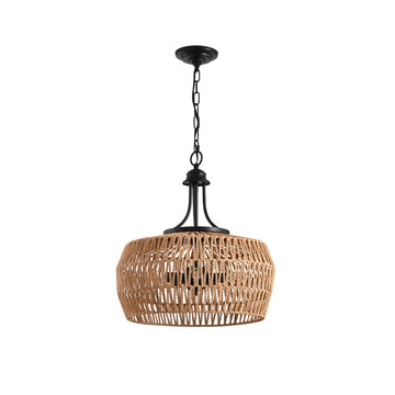 5-Light Rattan Pendant Light with Wicker Lampshade
