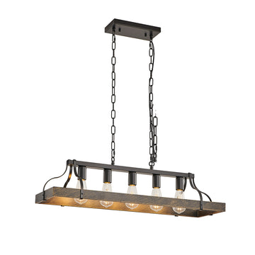 Wood Linear Industrial Light Fixture