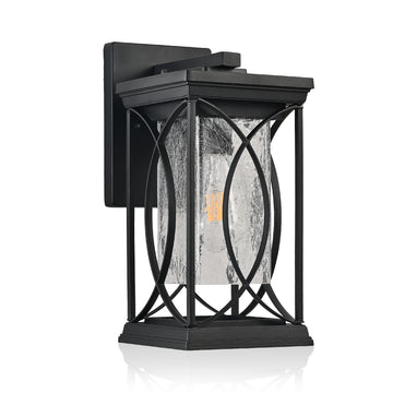 Exterior Light Fixtures Black Aluminum with Crack-Like Glass