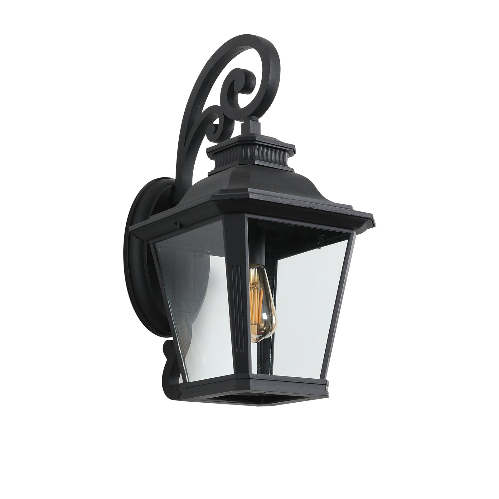 Black Waterproof Wall Sconce with Clear Glass Panels