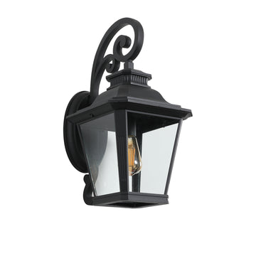 Black Waterproof Wall Sconce with Clear Glass Panels