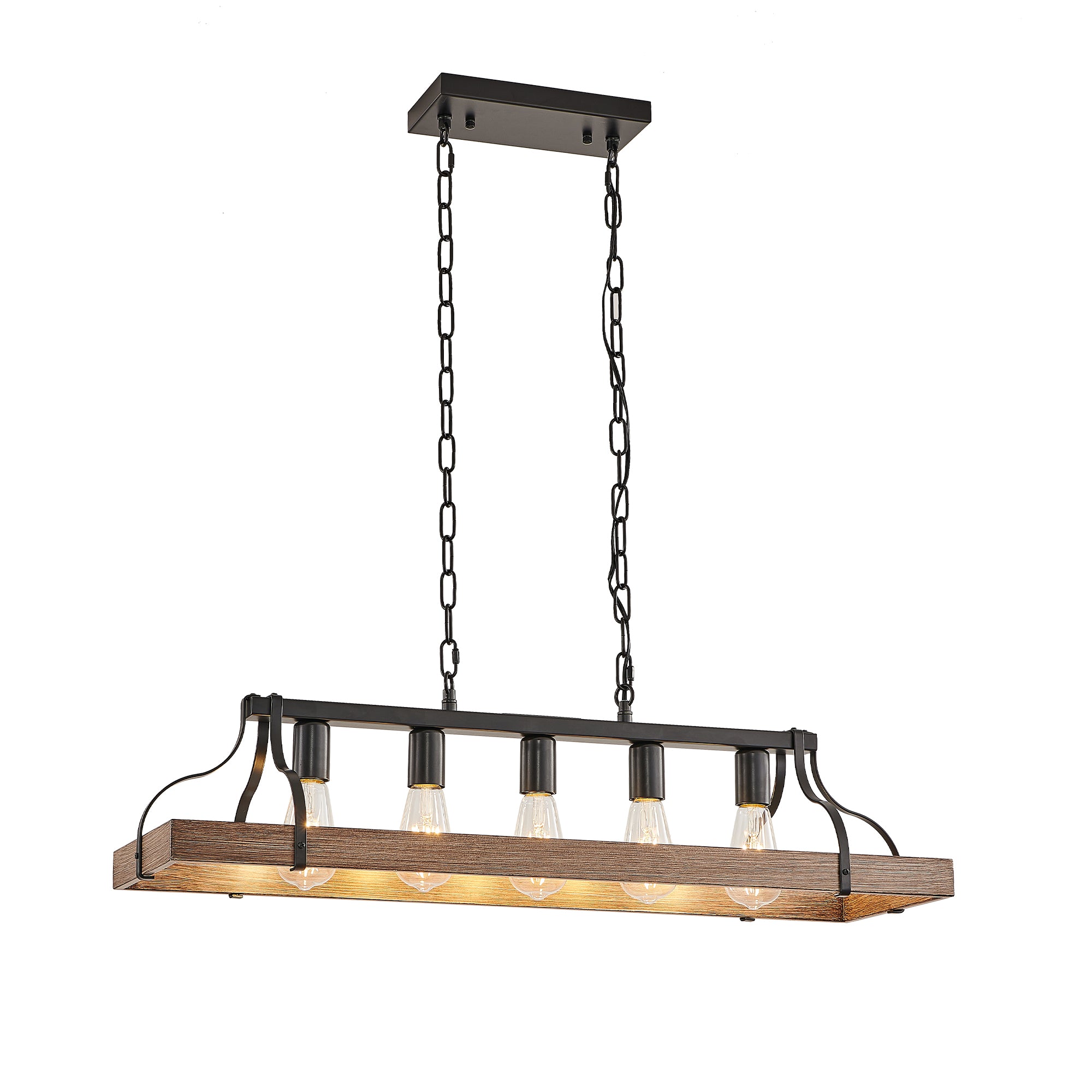 Wood Linear Industrial Light Fixture