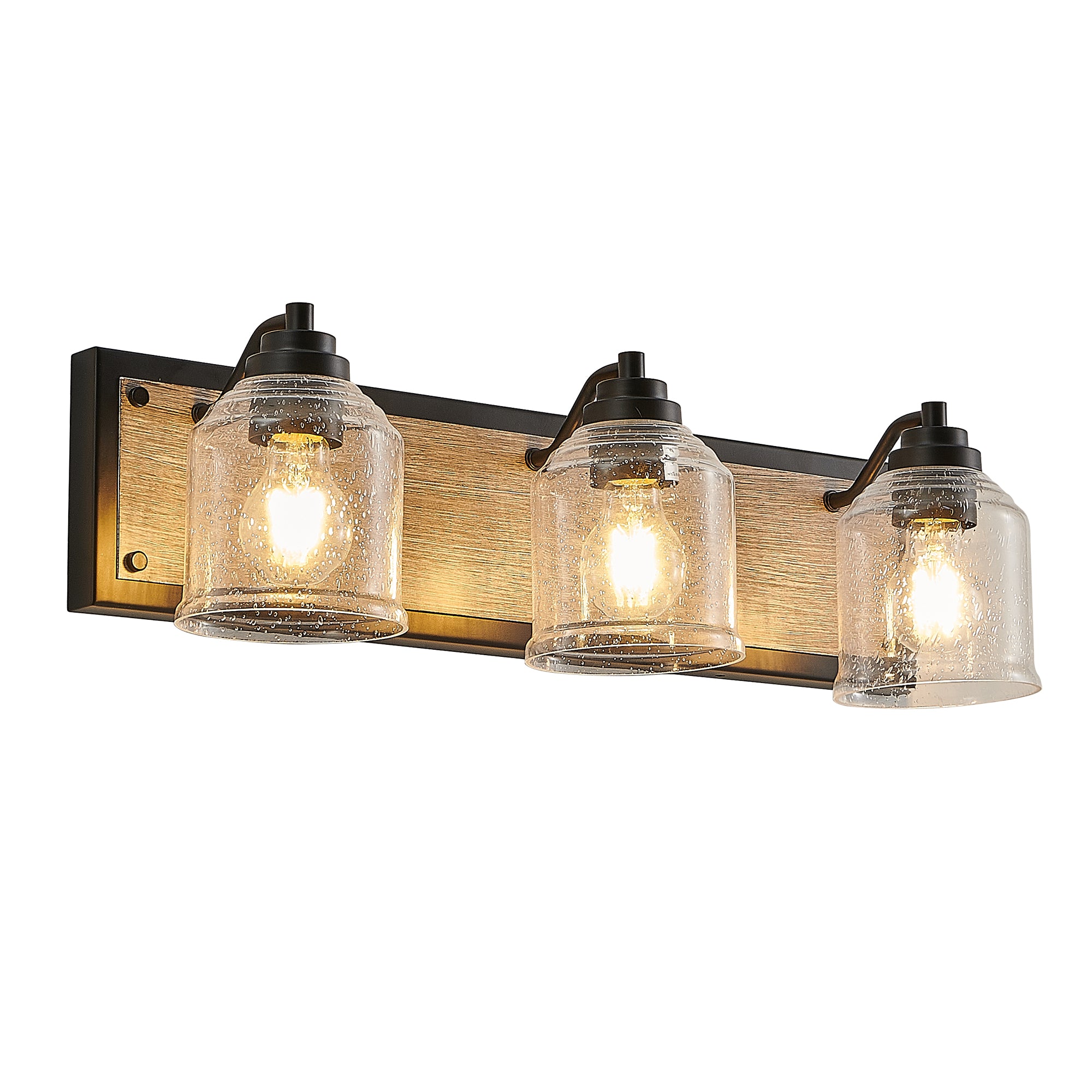 Farmhouse Rustic Vanity Light with Bubble Glass Shades