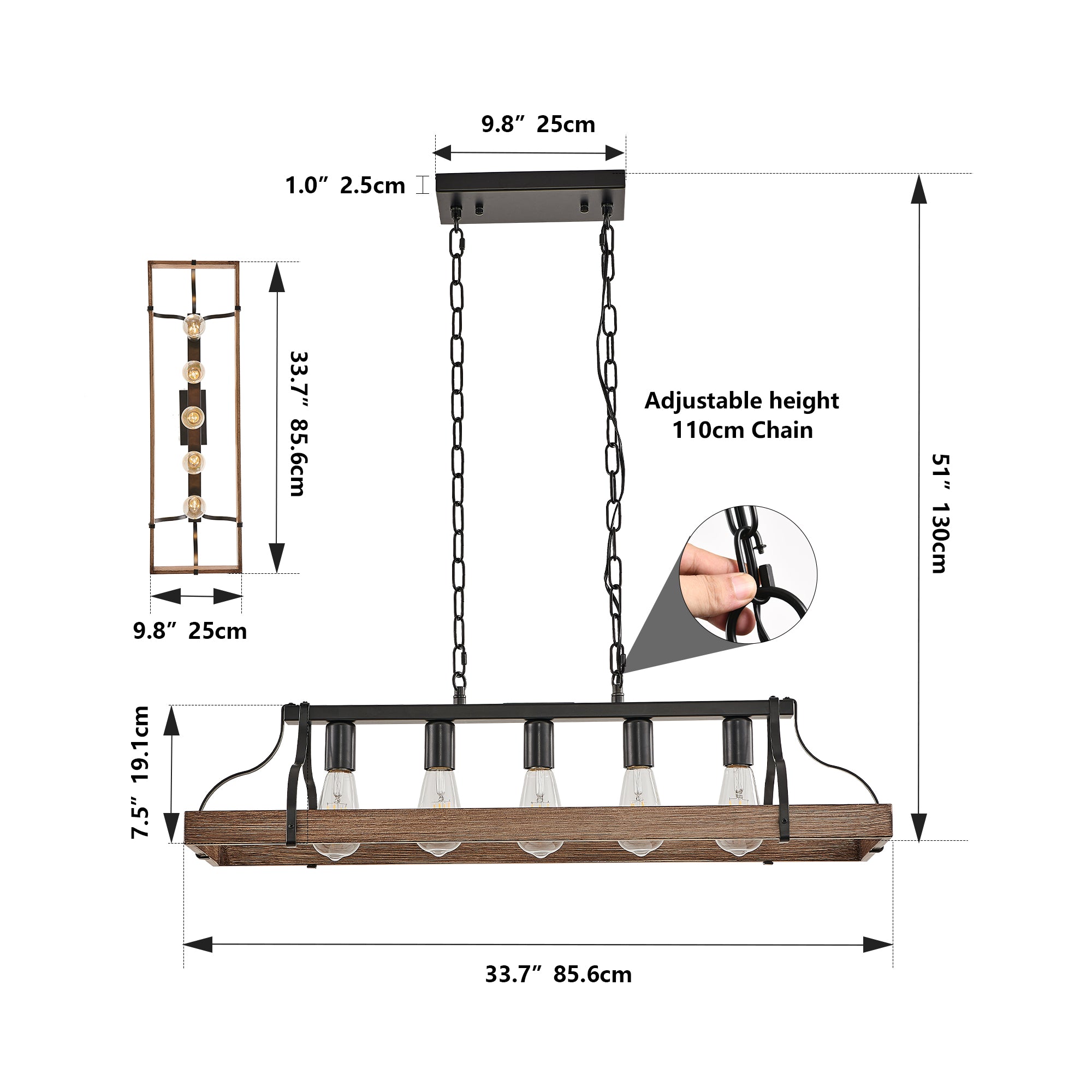 Wood Linear Industrial Light Fixture