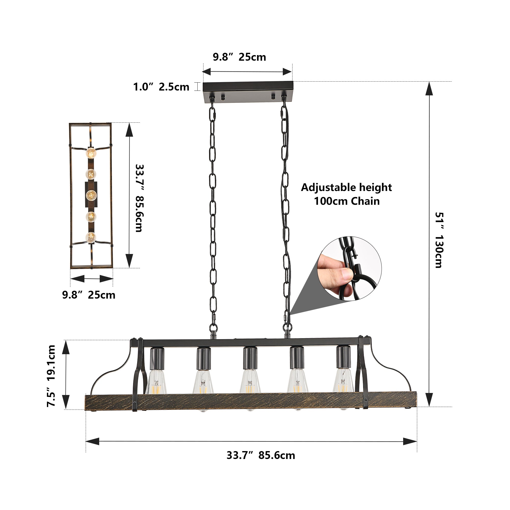 Wood Linear Industrial Light Fixture
