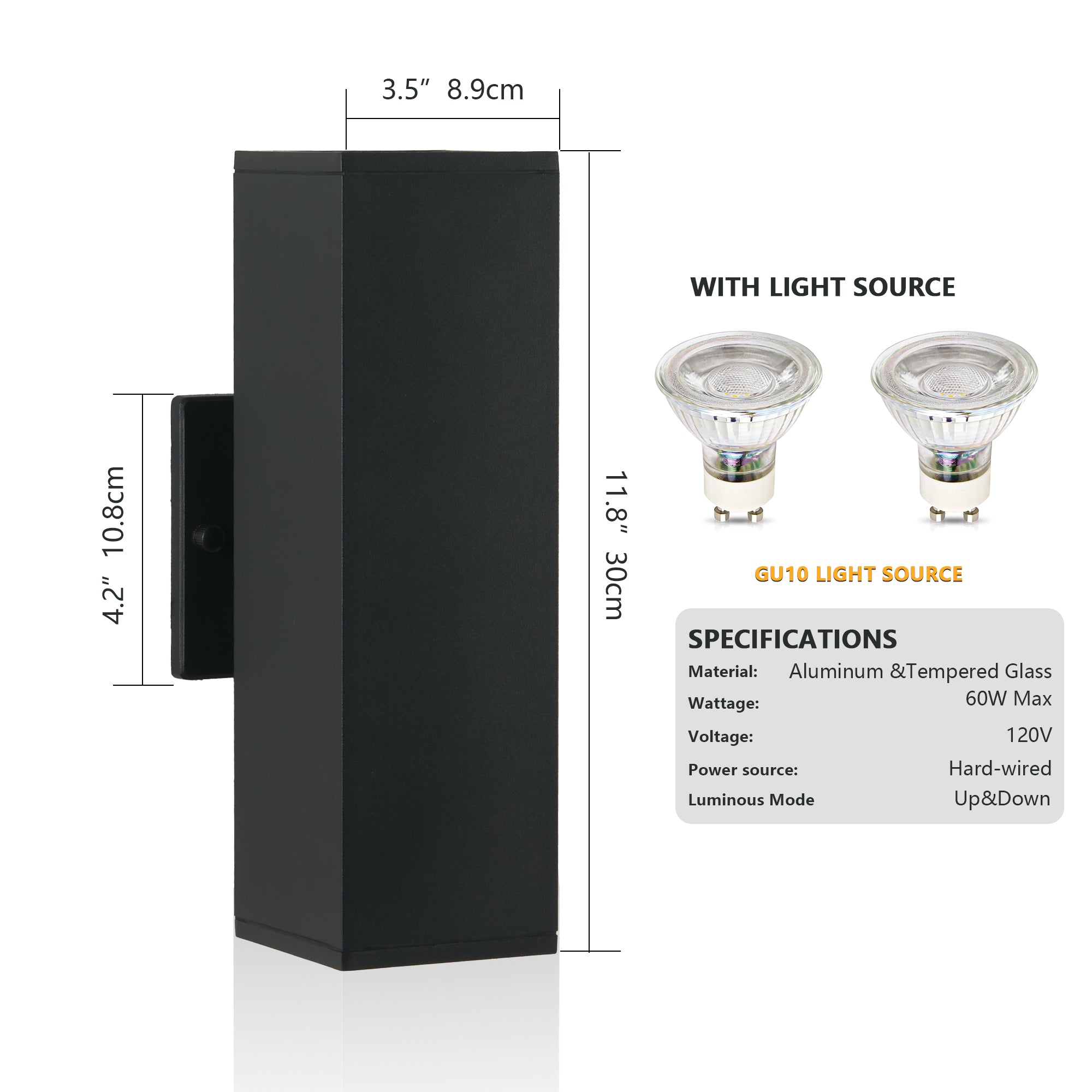 2 Pack Aluminum Modern Outdoor Wall Light