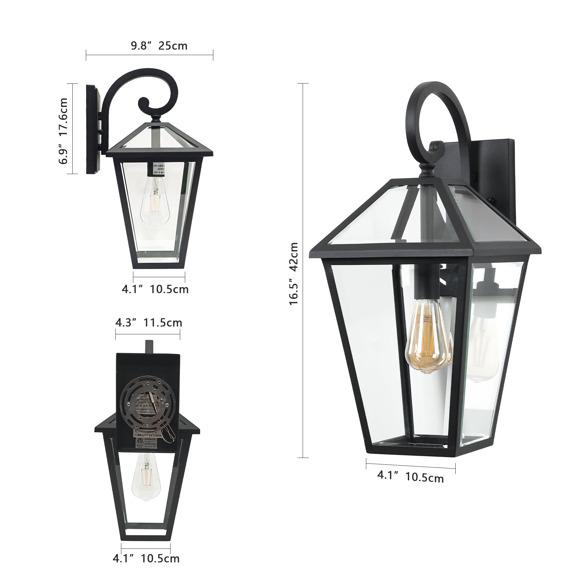 Waterproof Exterior Wall Lanterns with Glass