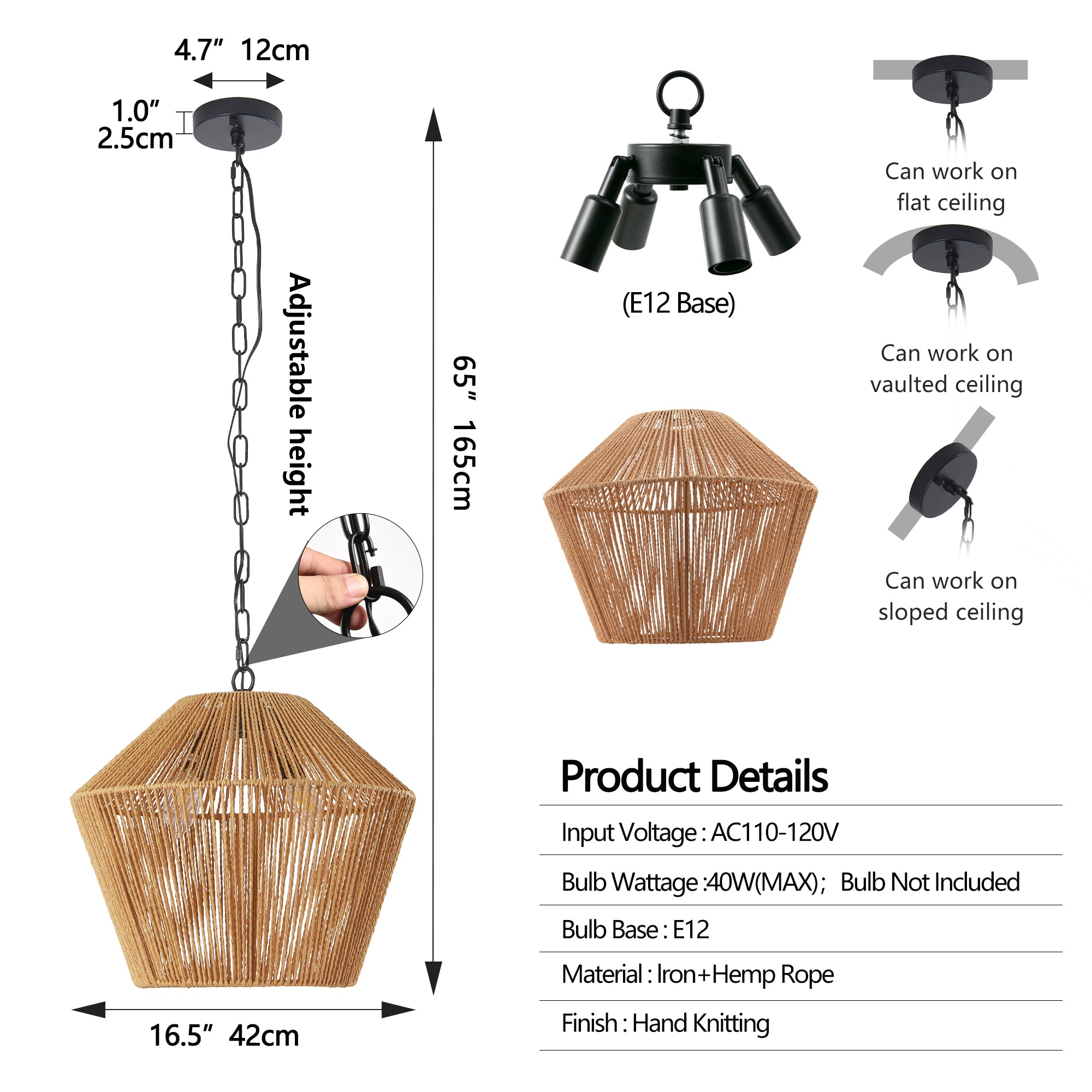 Large Woven Pendant Light Modern Rattan