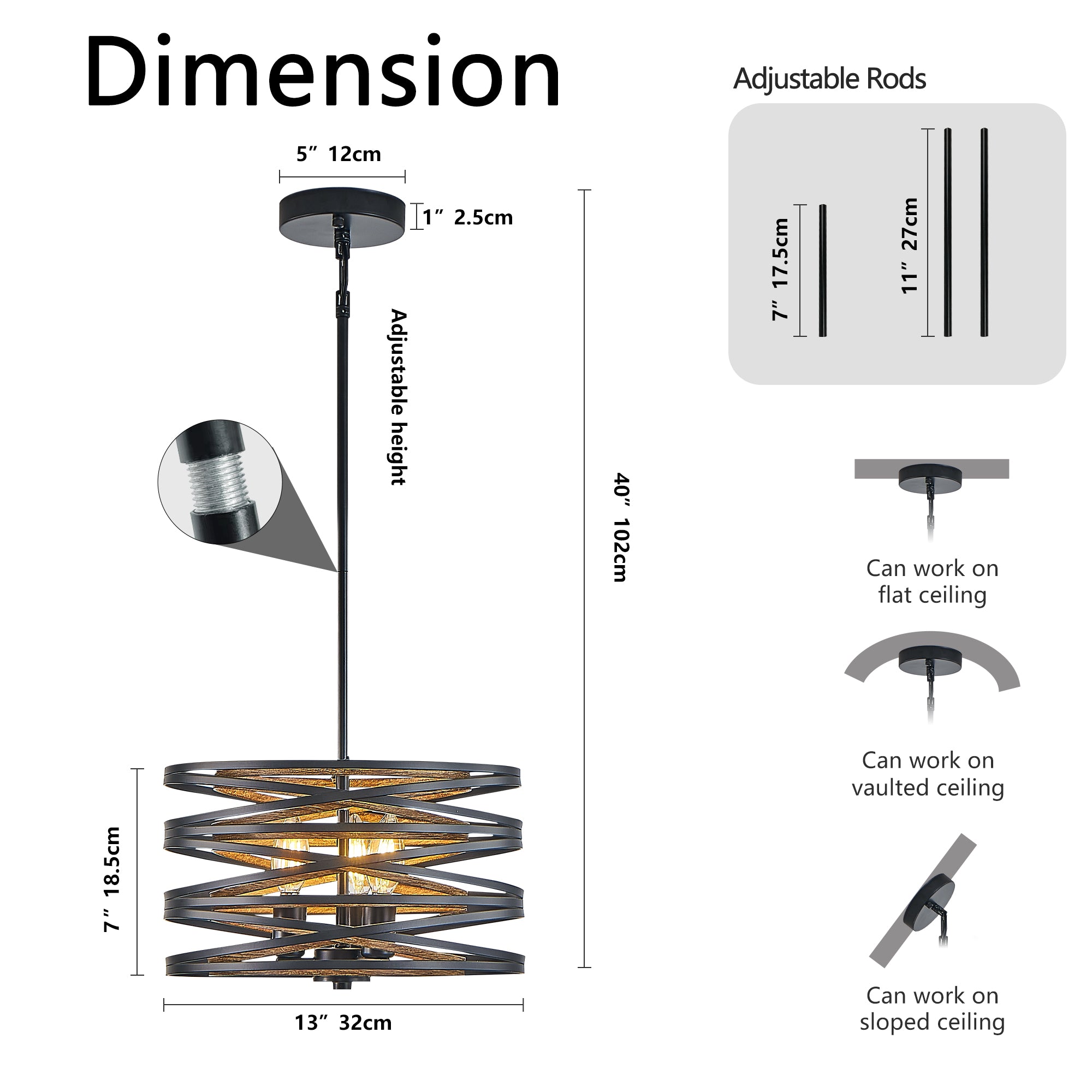 Black Walnut Farmhouse Pendant Light