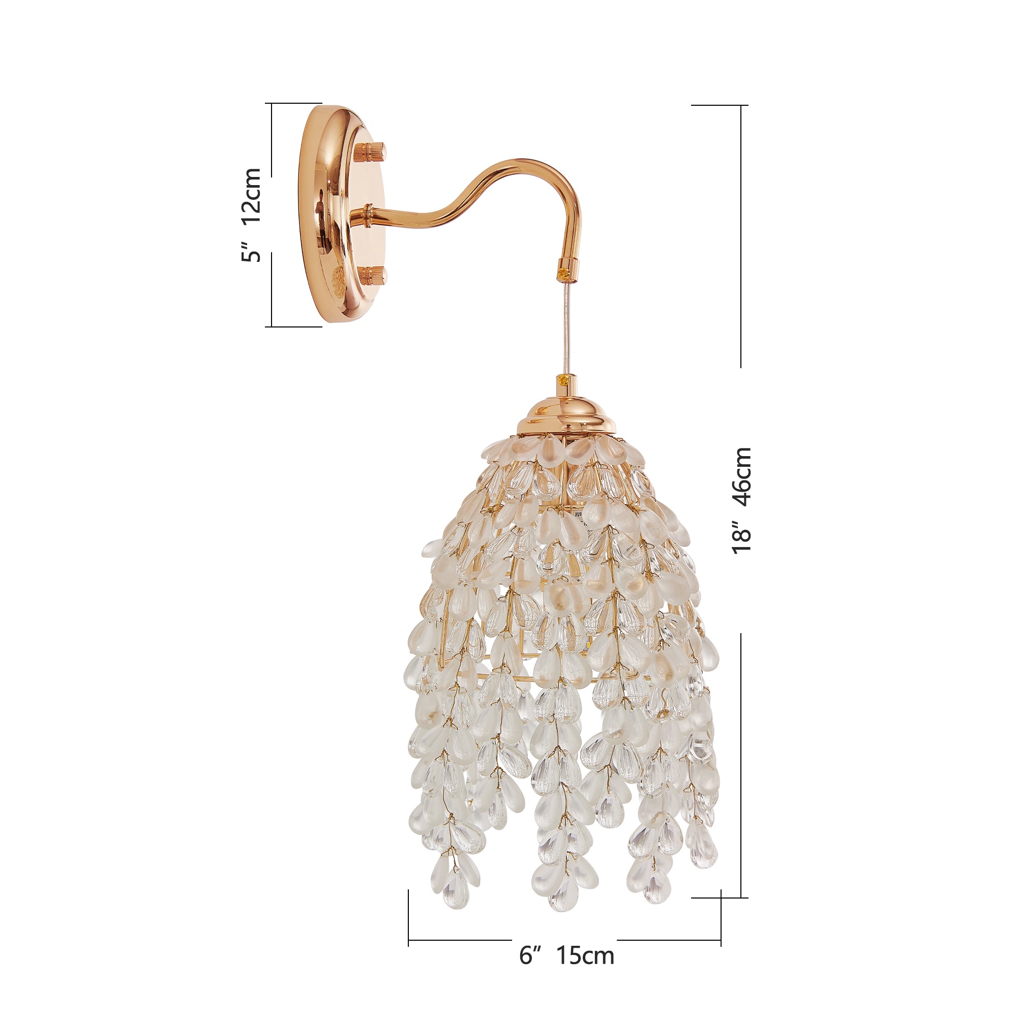 Crystal Wall Sconces Set of 2, Gold Grape Shaped Wall Lamp