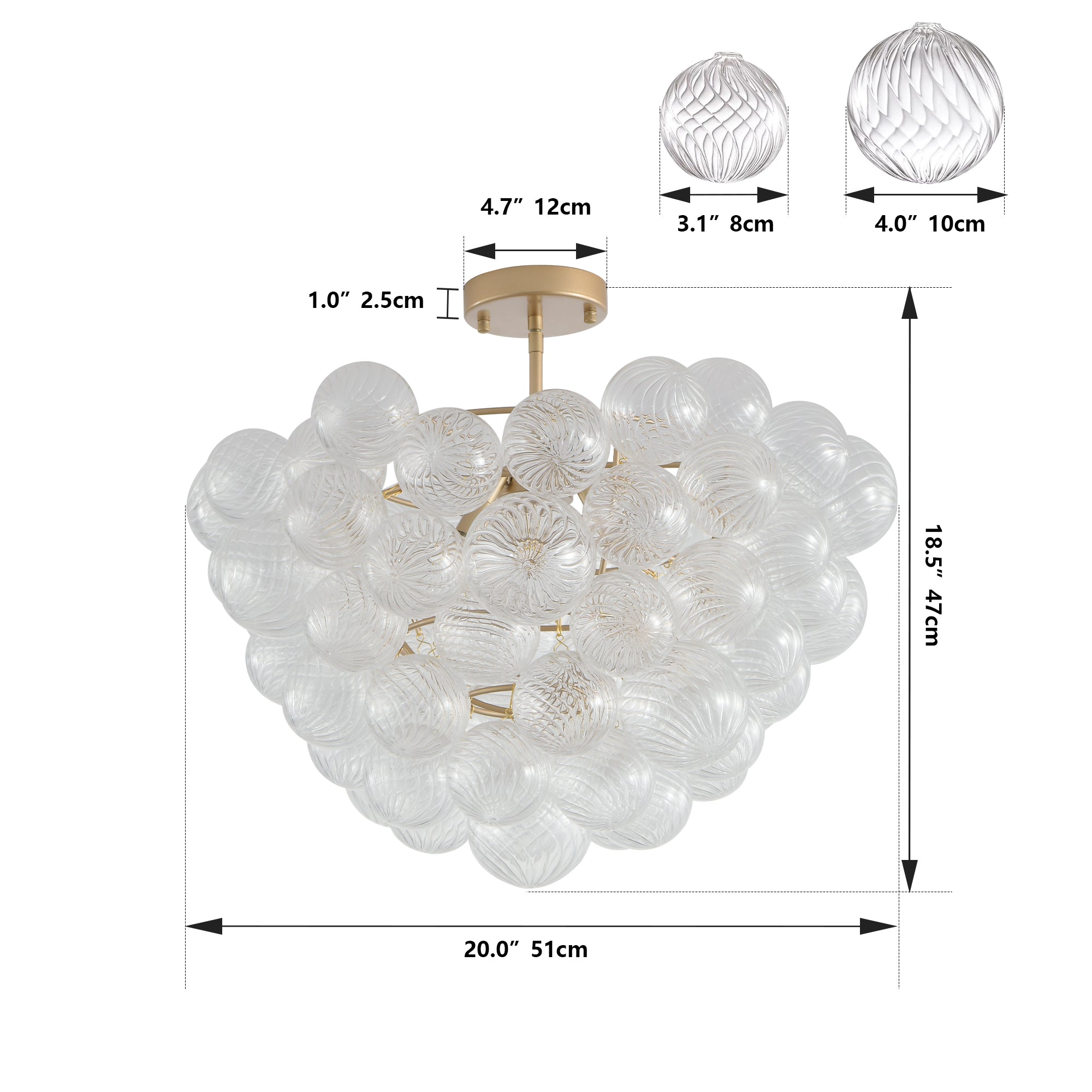 Bubble Ball Swirled Glass Pendant Light