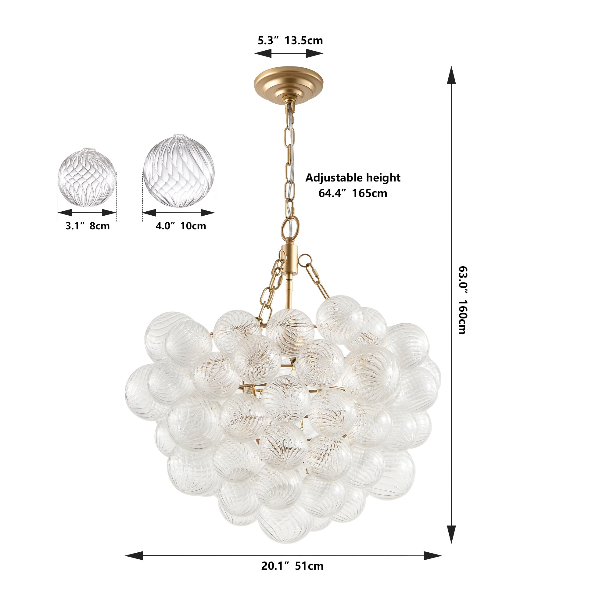 Bubble Ball Swirled Glass Pendant Light
