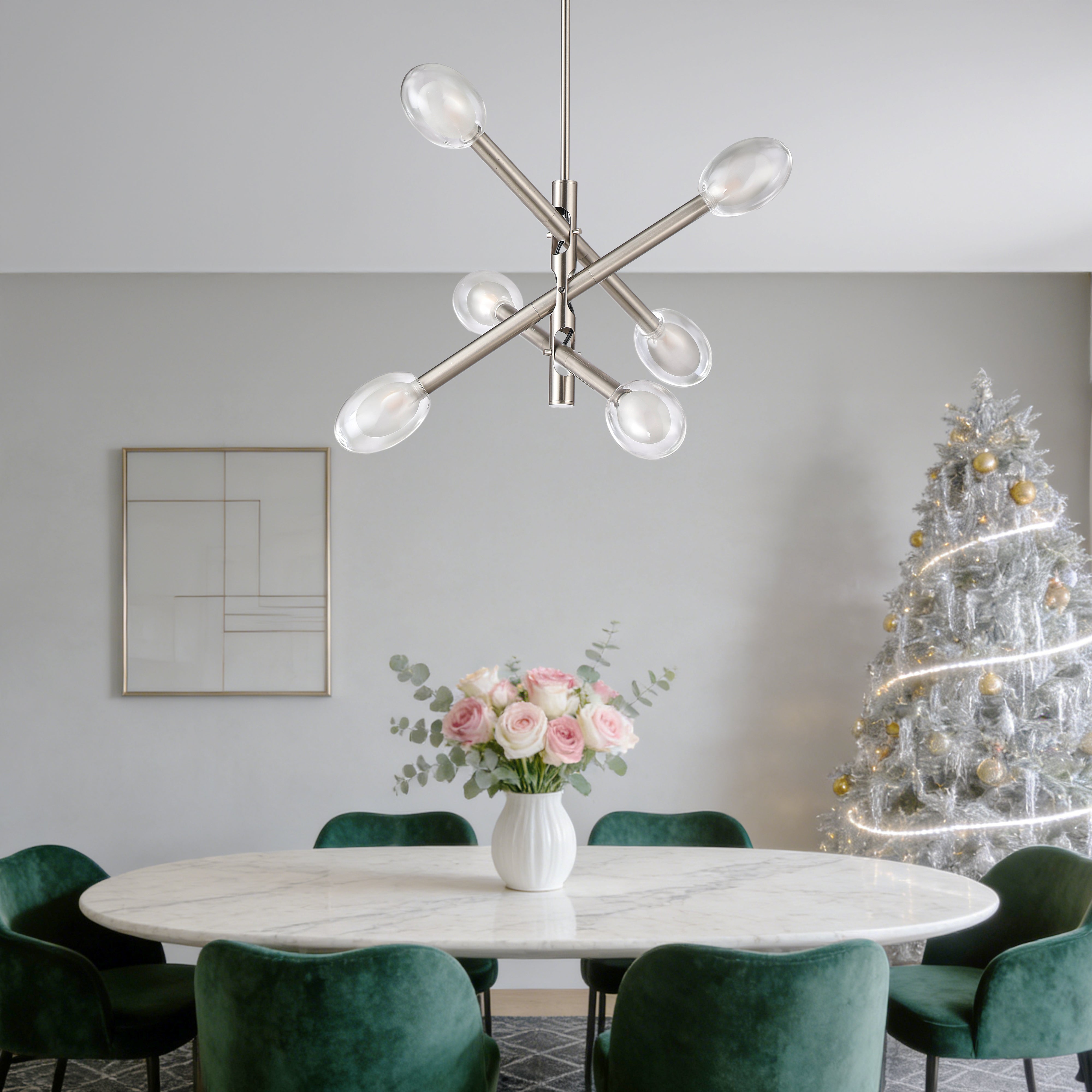 Double-pane Glass Swing Arm Chandelier