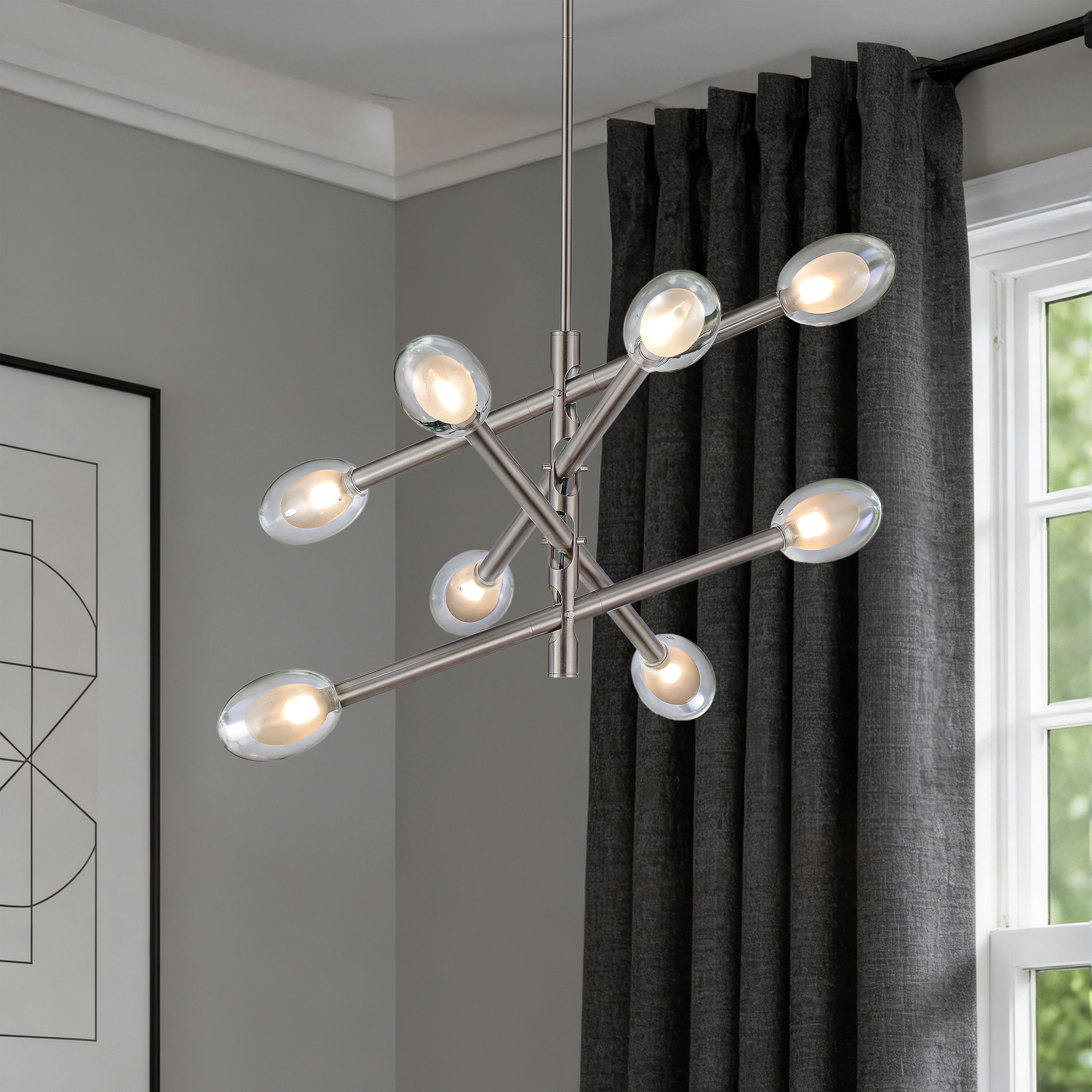 Double-pane Glass Swing Arm Chandelier
