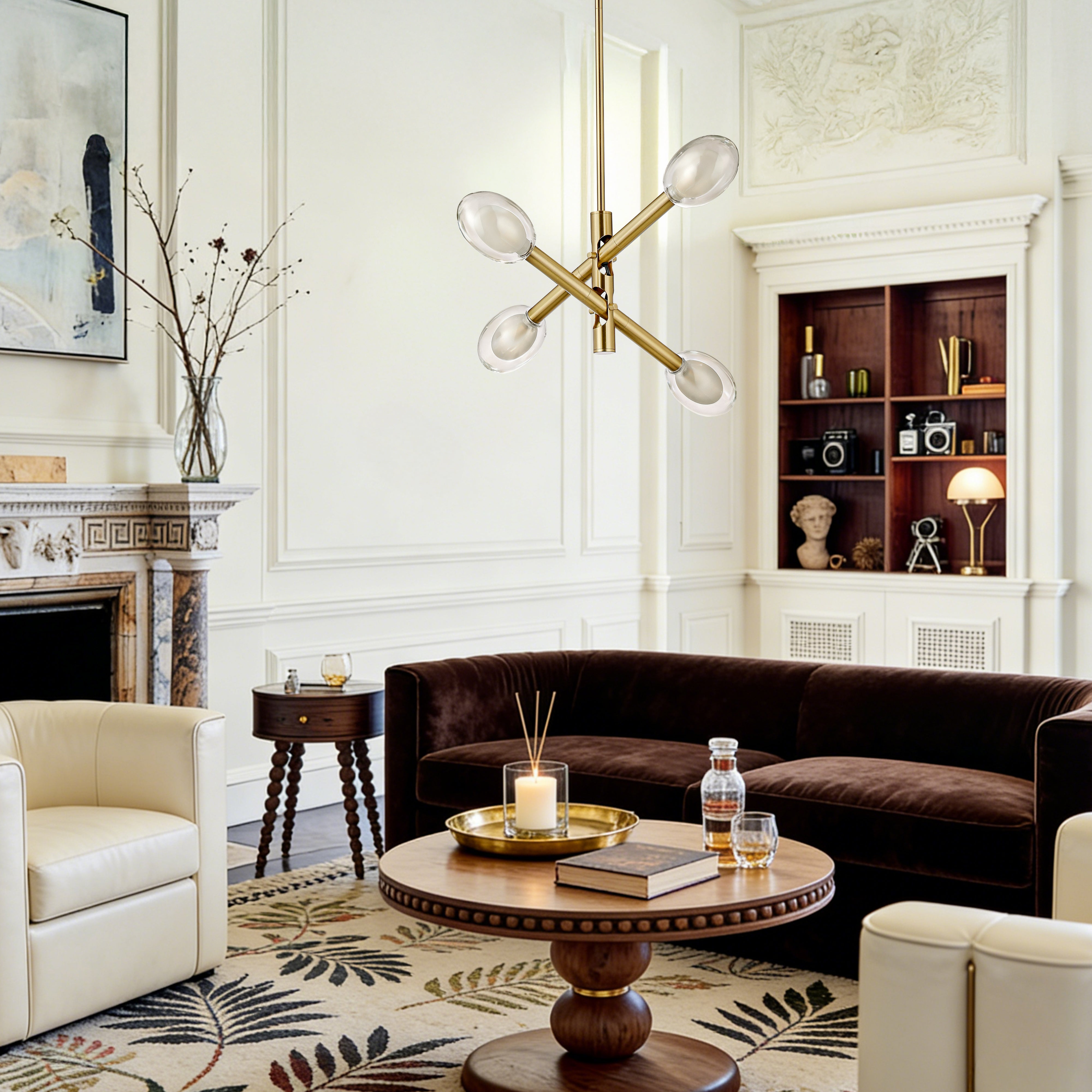 Double-pane Glass Swing Arm Chandelier