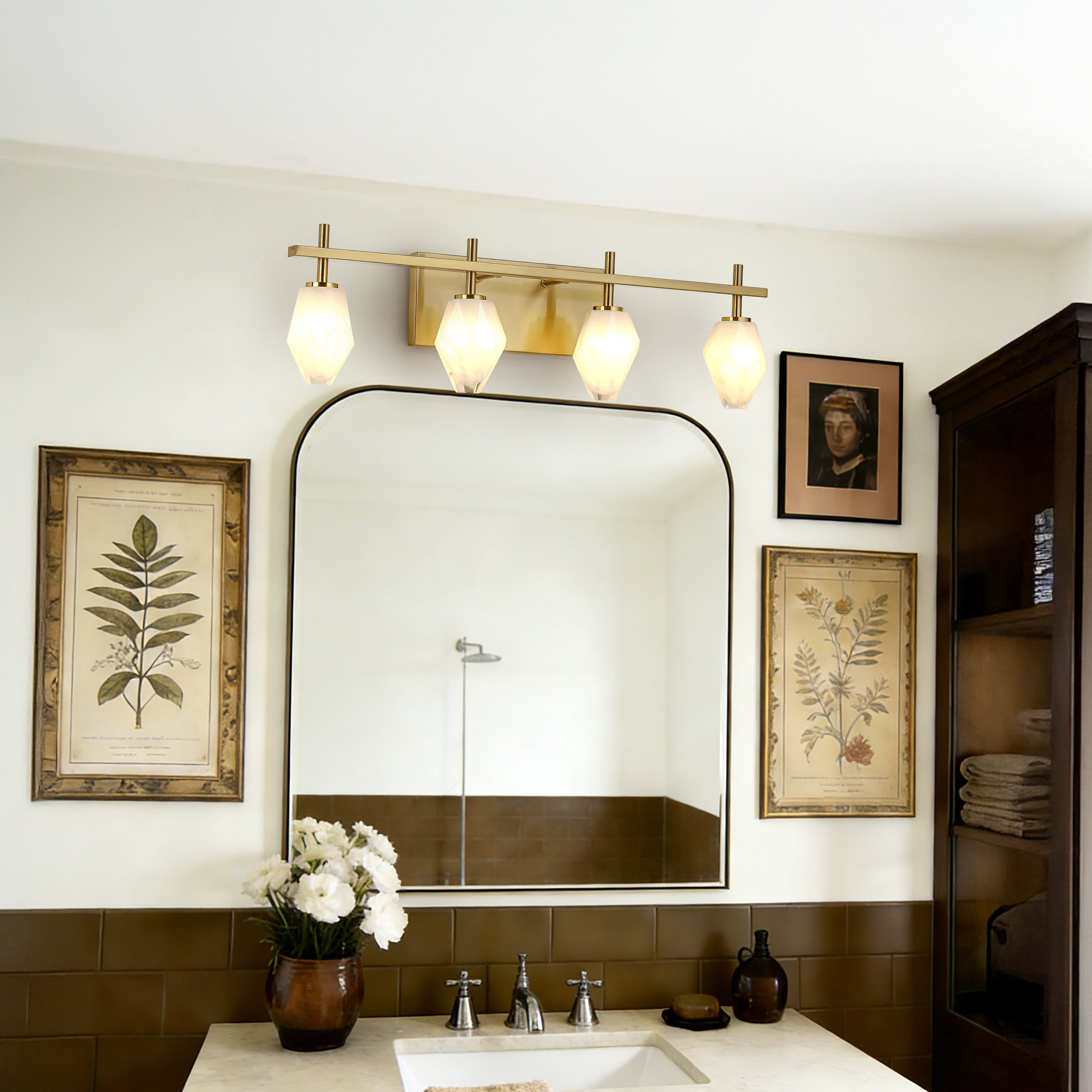 Modern Handmade Glass Wall Light Antique Brass Finish