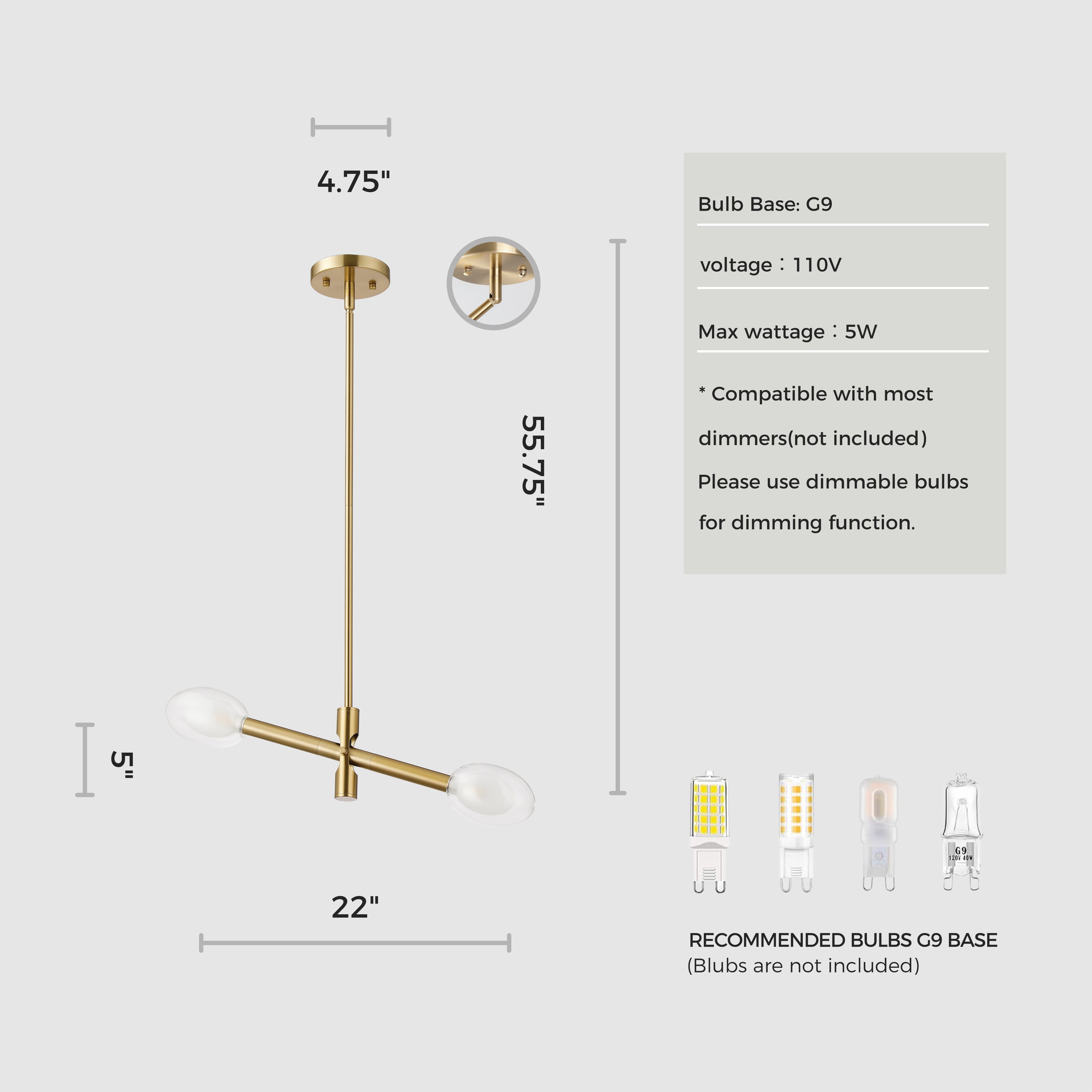 Double-pane Glass Swing Arm Chandelier