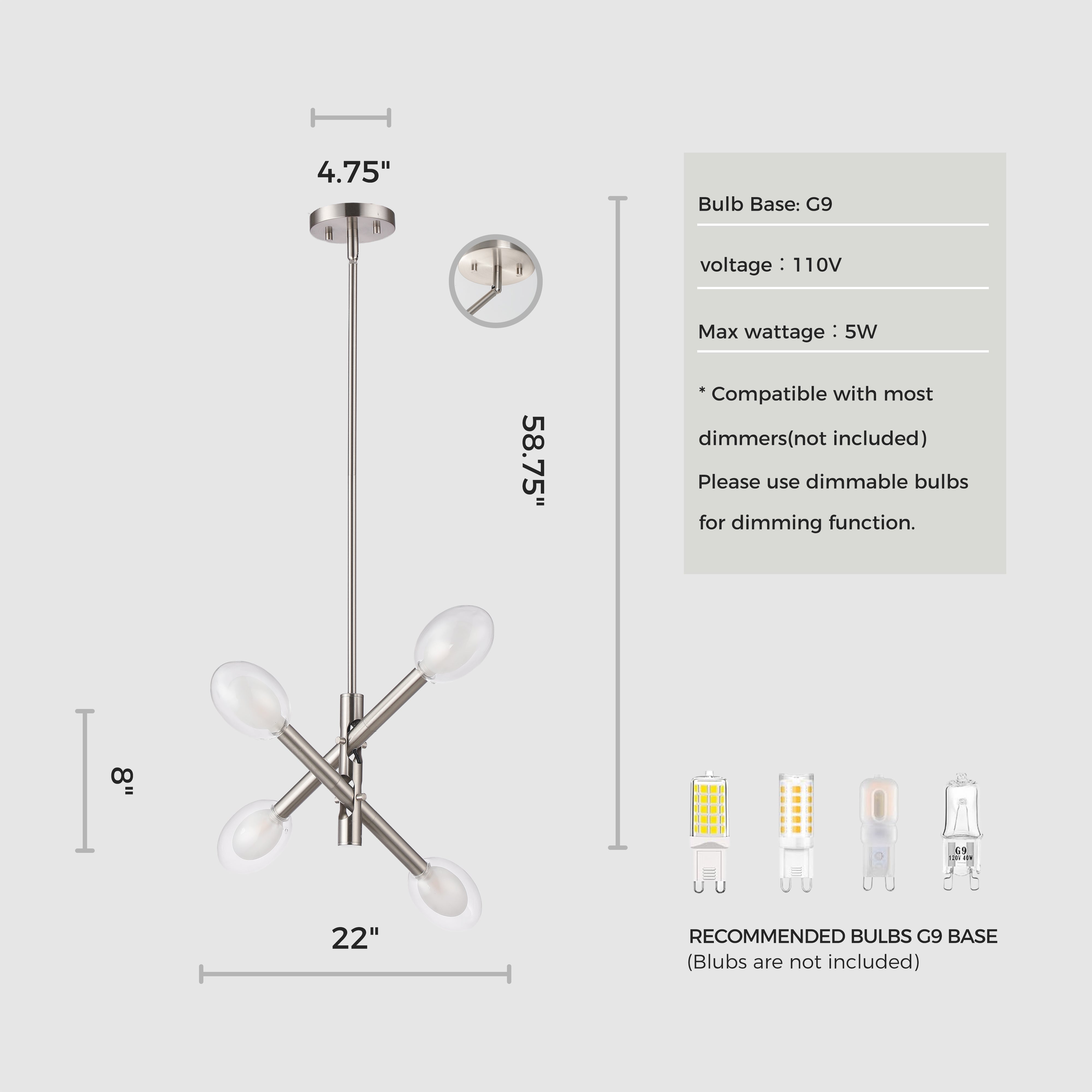 Double-pane Glass Swing Arm Chandelier