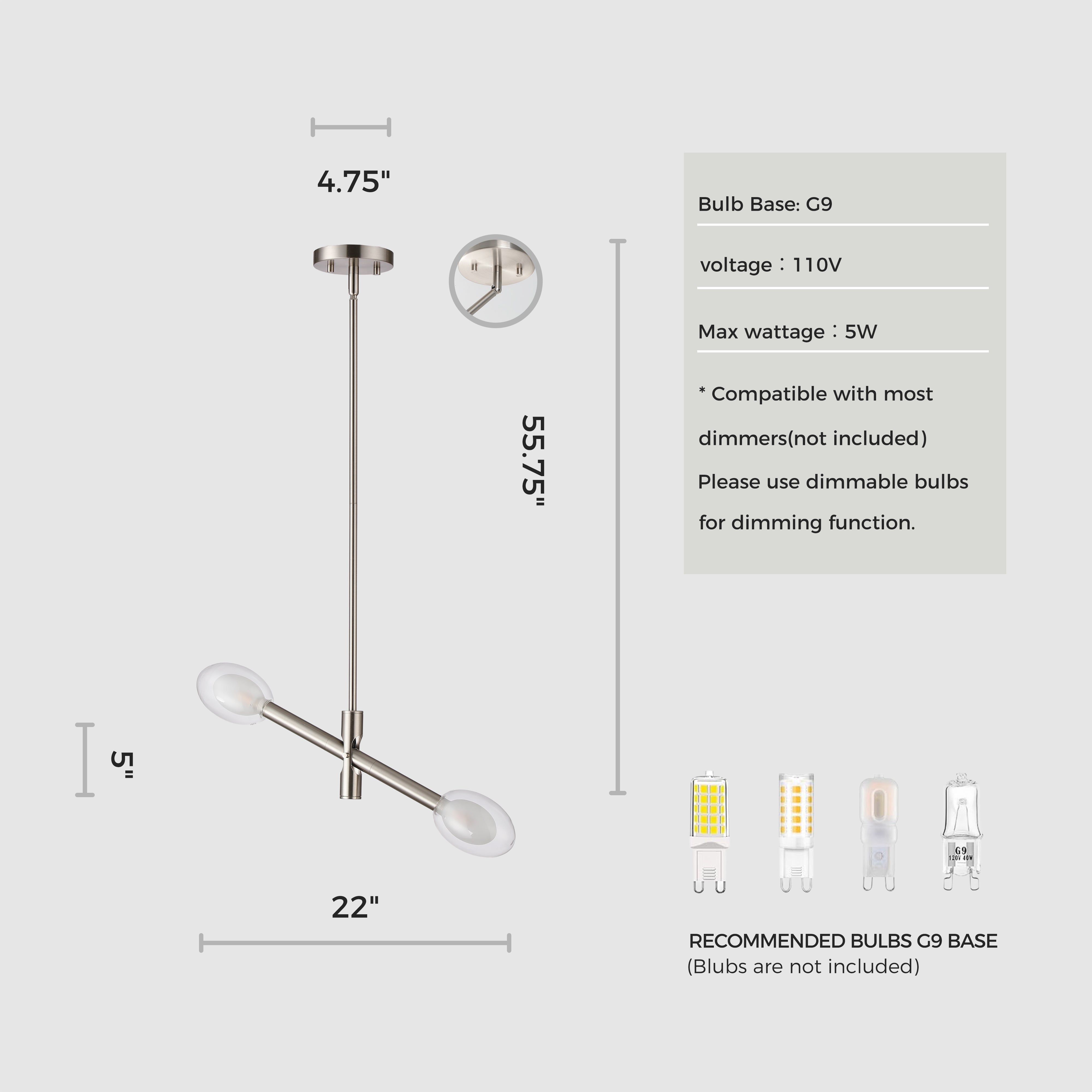 Double-pane Glass Swing Arm Chandelier