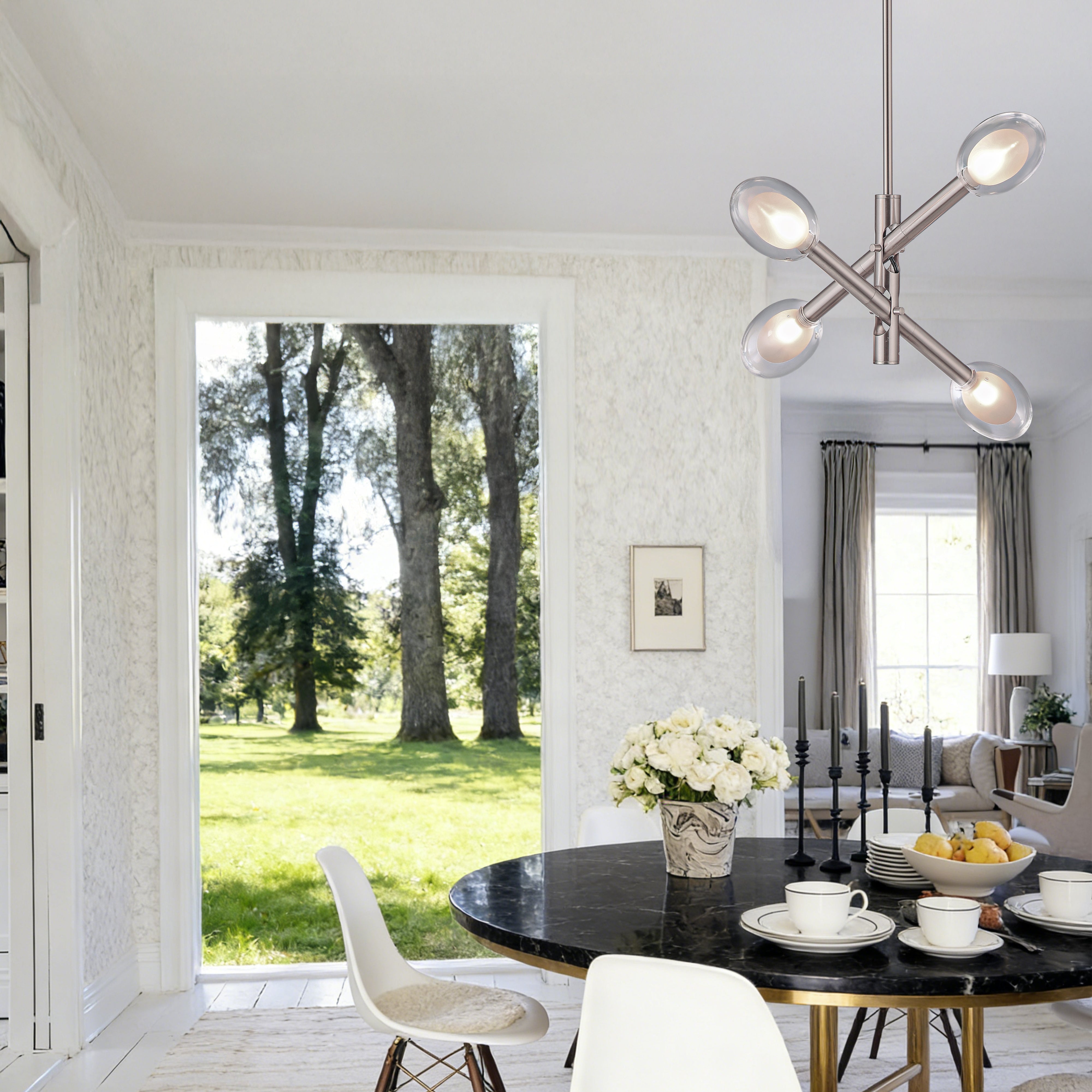 Double-pane Glass Swing Arm Chandelier