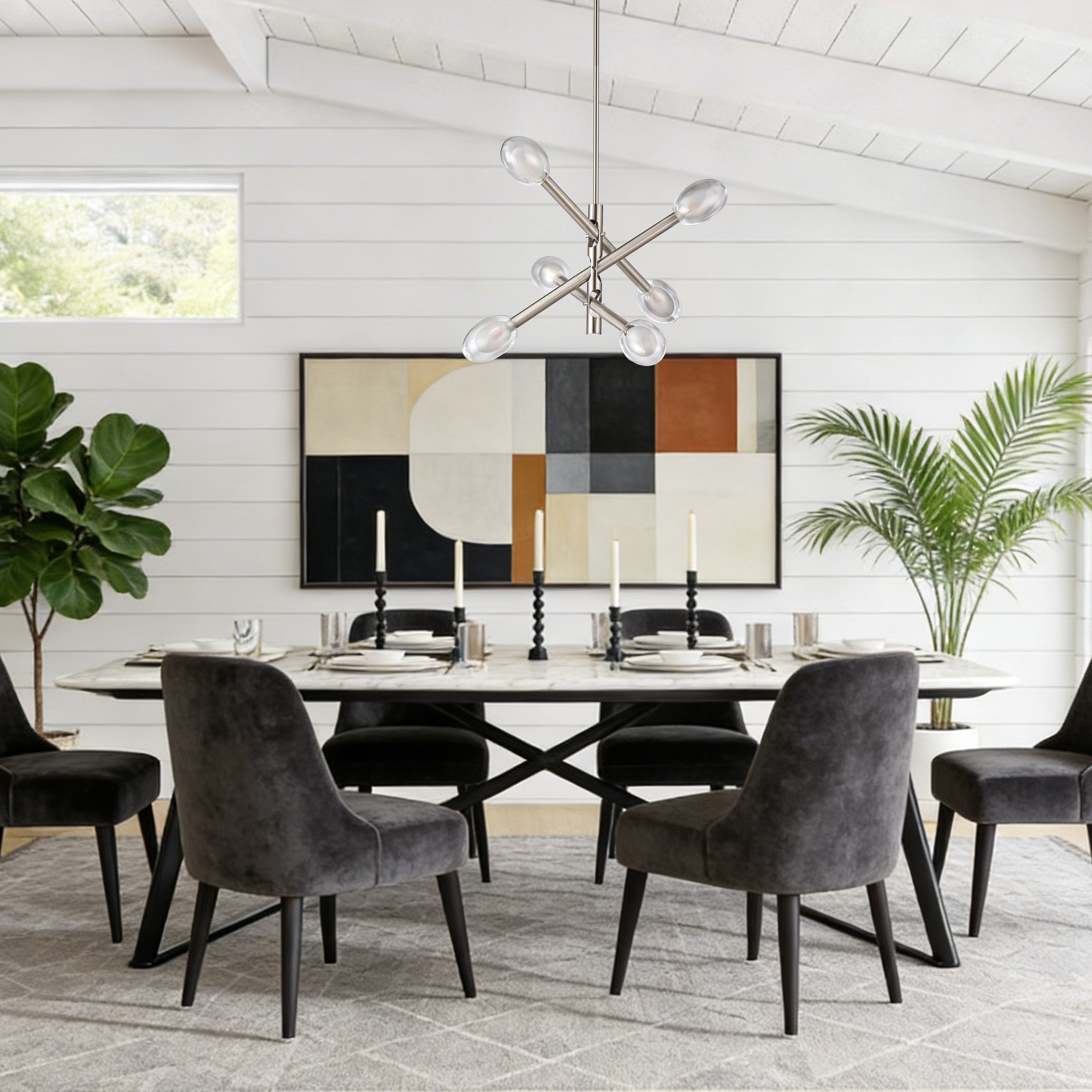 Double-pane Glass Swing Arm Chandelier