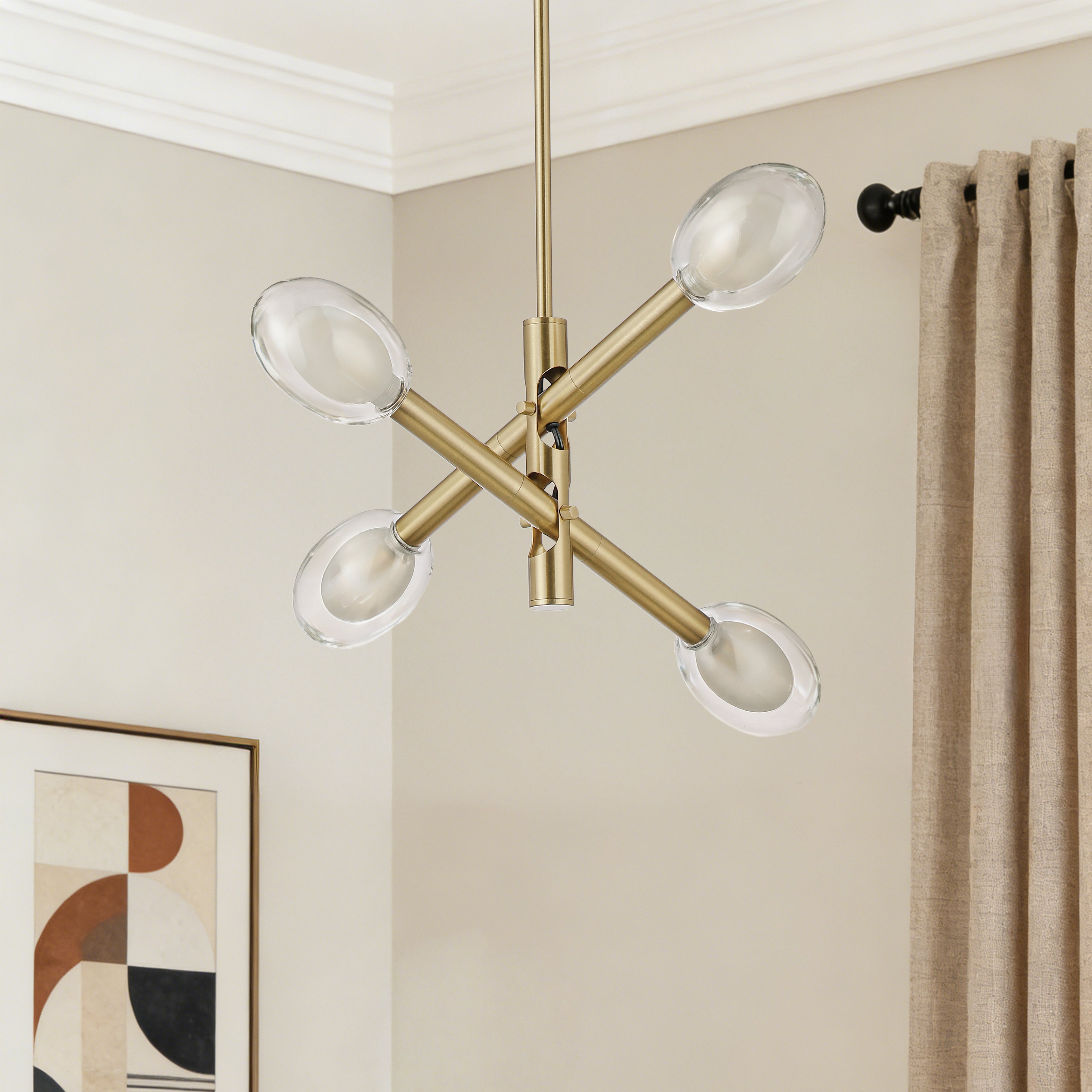 Double-pane Glass Swing Arm Chandelier