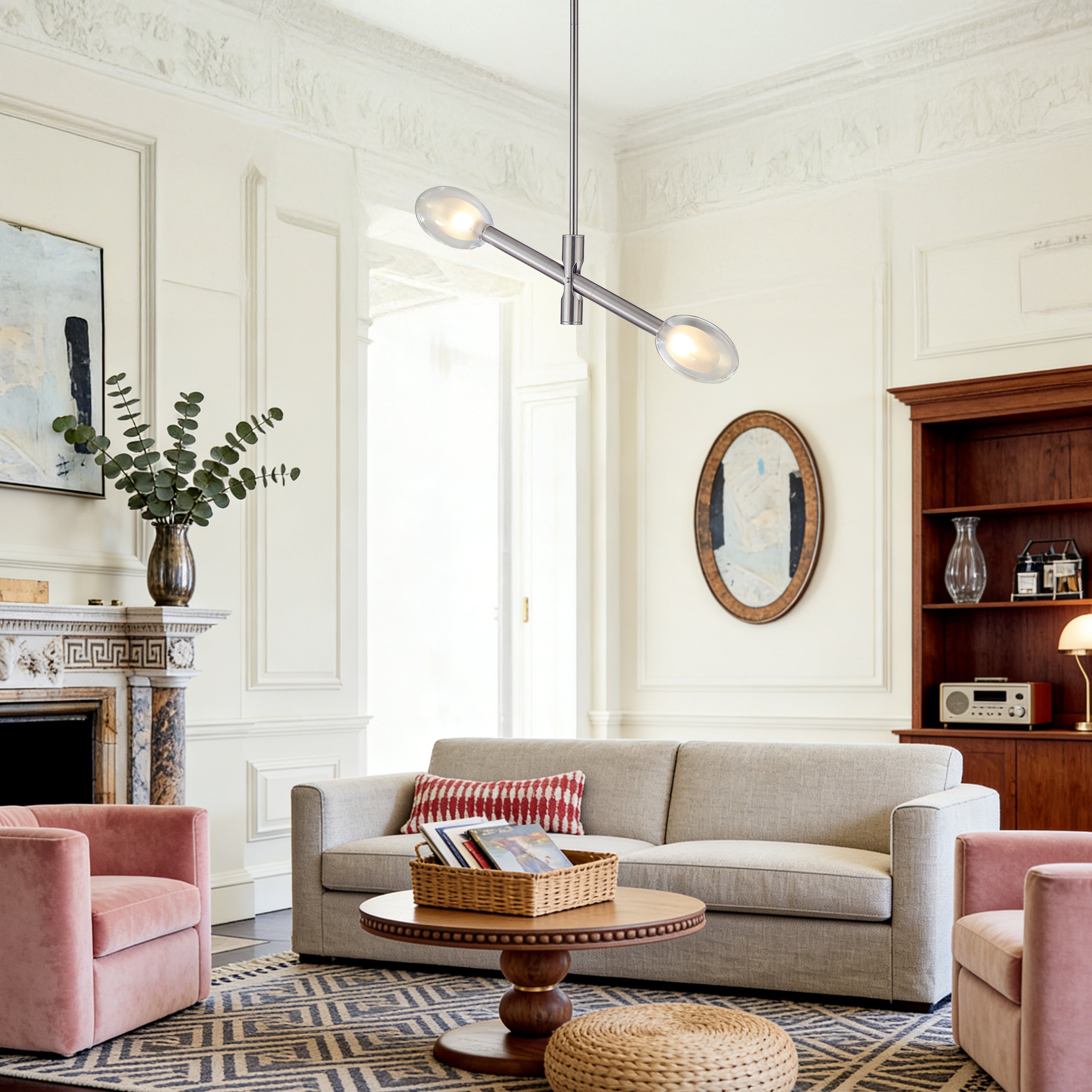 Double-pane Glass Swing Arm Chandelier