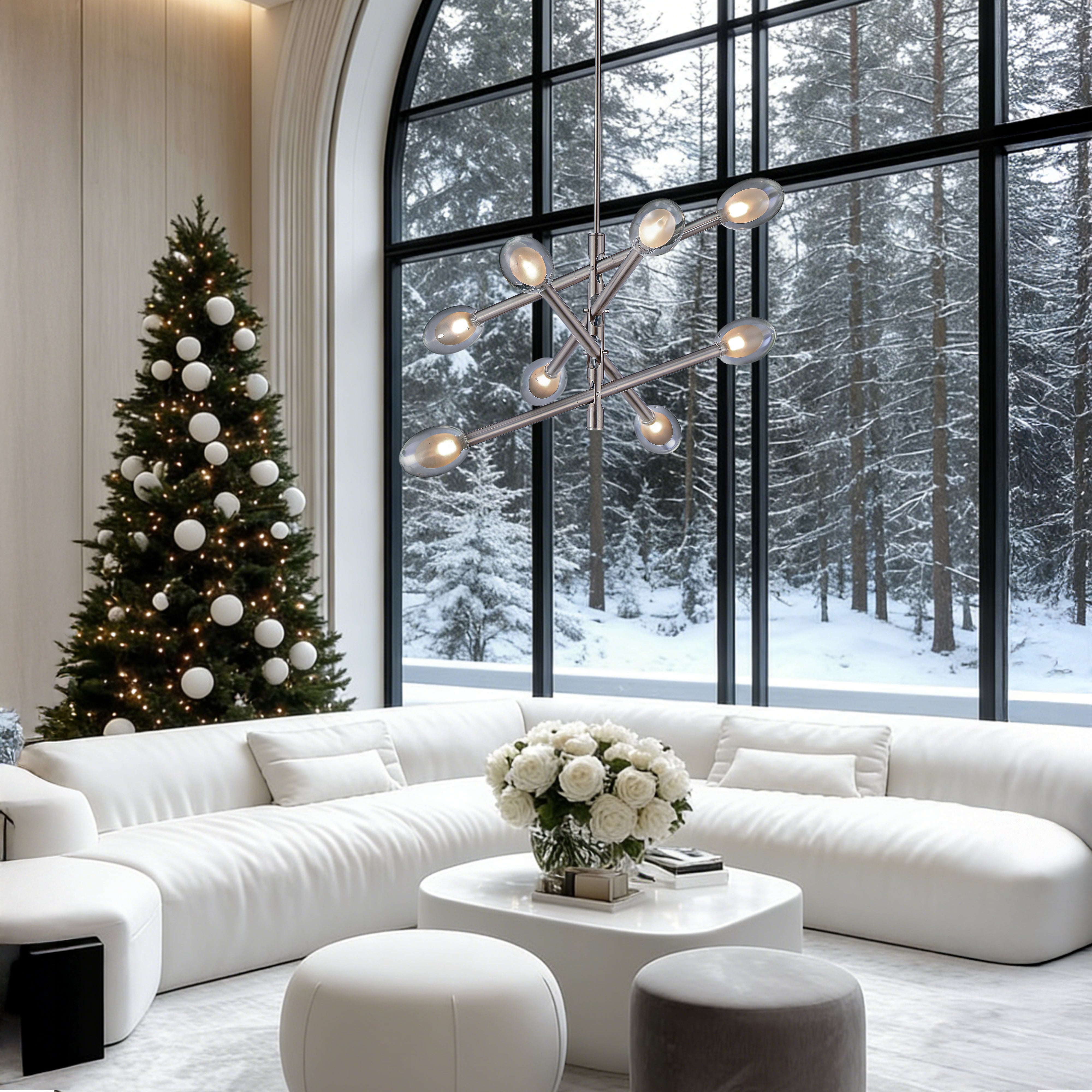 Double-pane Glass Swing Arm Chandelier